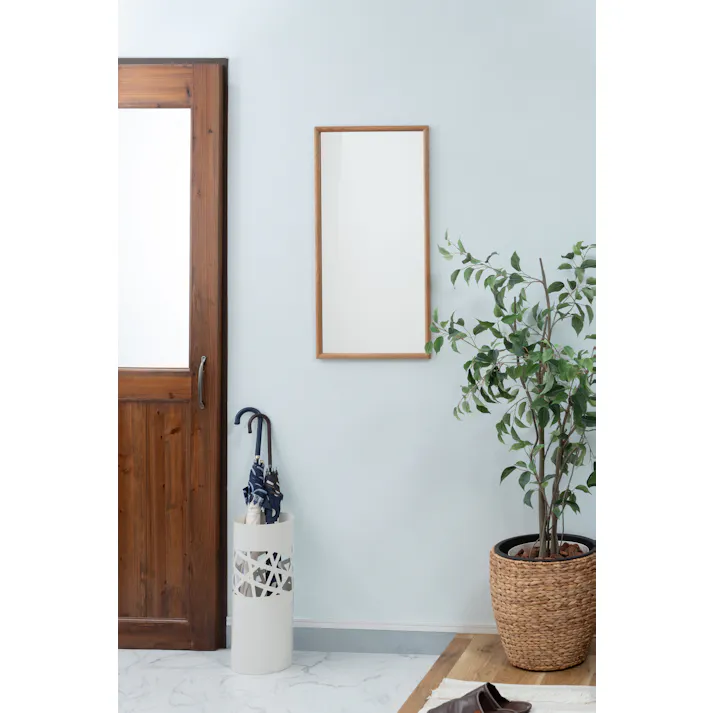 Room Essence ウォールミラー W80×D40×H3 ナチュラル 完成品 鏡 かがみ 壁 壁掛け 姿見 長方形 80×40 40×80 木製 天然木 オーク ドレッサー 玄関 リビング 飛散防止 シンプル 韓国 韓国インテリア 北欧 カントリー MTK-310NA【別送品】