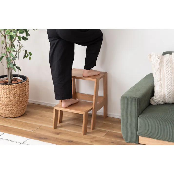 Room Essence ステップ台 W37×D35~51×H45.5 ナチュラル 完成品 踏み台 ディスプレイ ナチュラル シンプル 木製 天然木 おしゃれ スツール サイドテーブル 収納 玄関 リビング ダイニング コンパクト 小さい MTK-350NA【別送品】