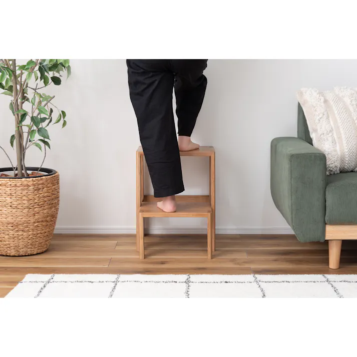 Room Essence ステップ台 W37×D35~51×H45.5 ナチュラル 完成品 踏み台 ディスプレイ ナチュラル シンプル 木製 天然木 おしゃれ スツール サイドテーブル 収納 玄関 リビング ダイニング コンパクト 小さい MTK-350NA【別送品】