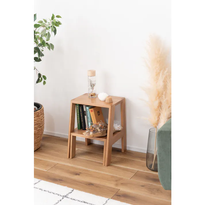 Room Essence ステップ台 W37×D35~51×H45.5 ナチュラル 完成品 踏み台 ディスプレイ ナチュラル シンプル 木製 天然木 おしゃれ スツール サイドテーブル 収納 玄関 リビング ダイニング コンパクト 小さい MTK-350NA【別送品】
