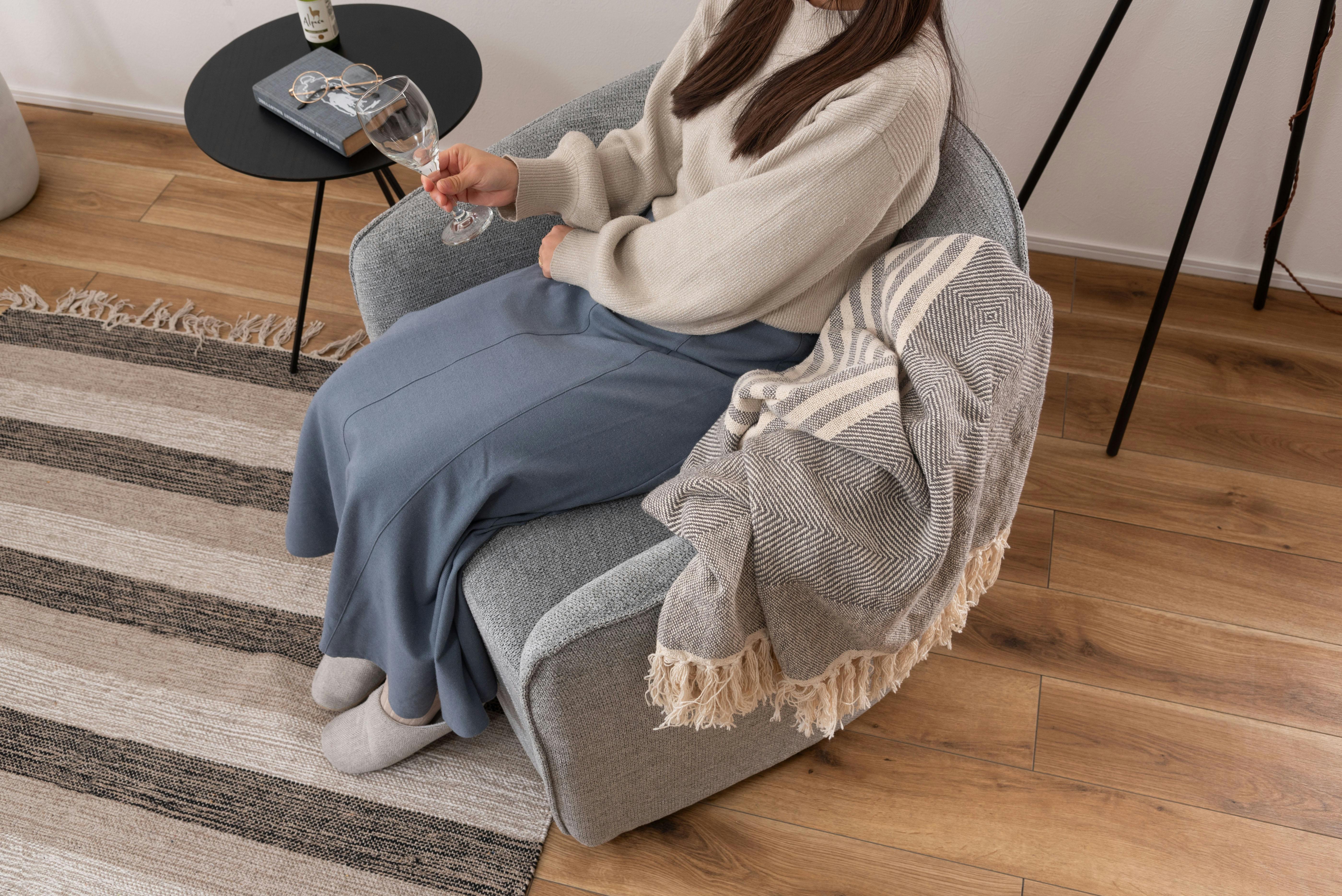 Room Essence ラウンジソファ W74×D72×H73×SH43 ライトグレー 完成品