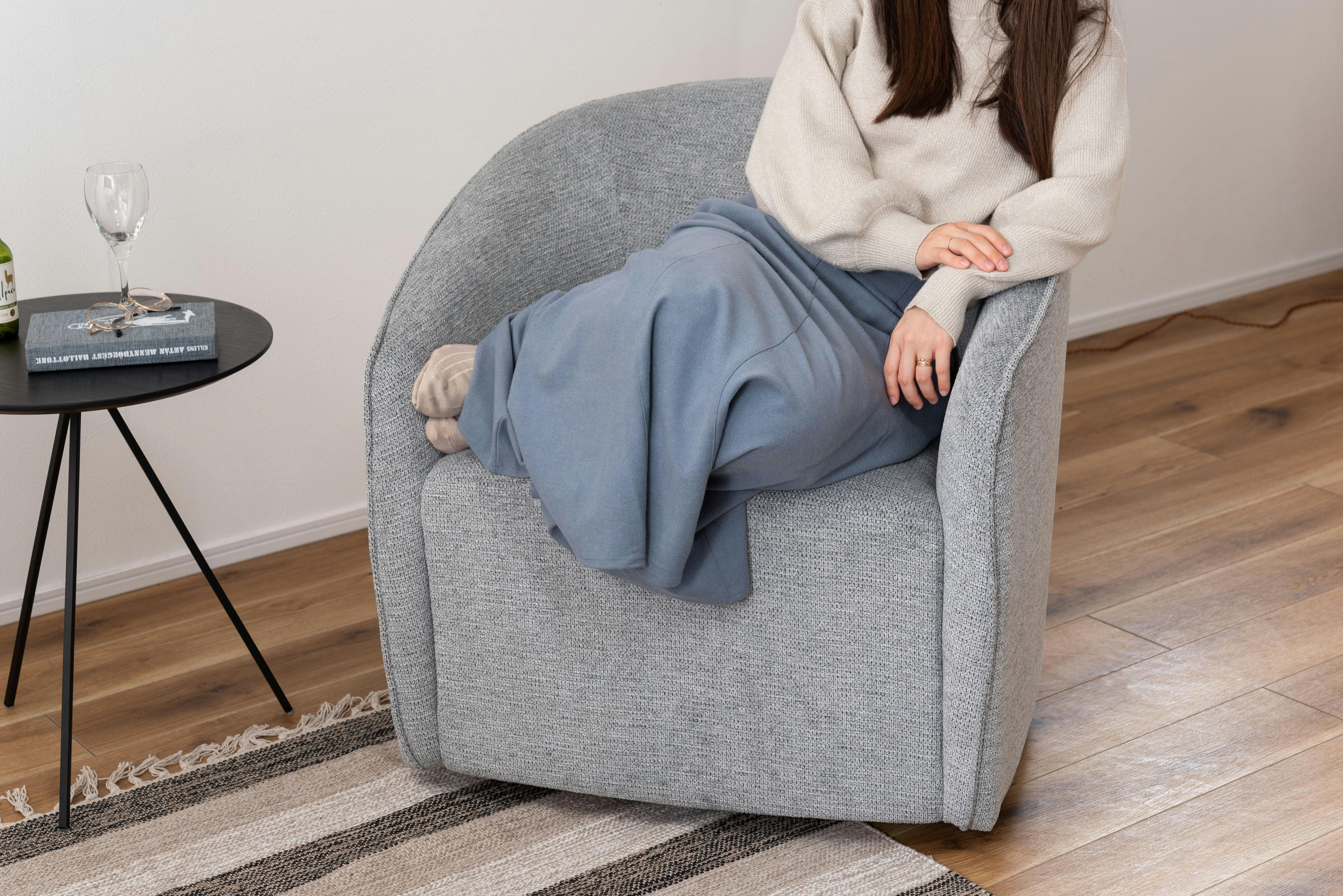 Room Essence ラウンジソファ W74×D72×H73×SH43 ライトグレー 完成品