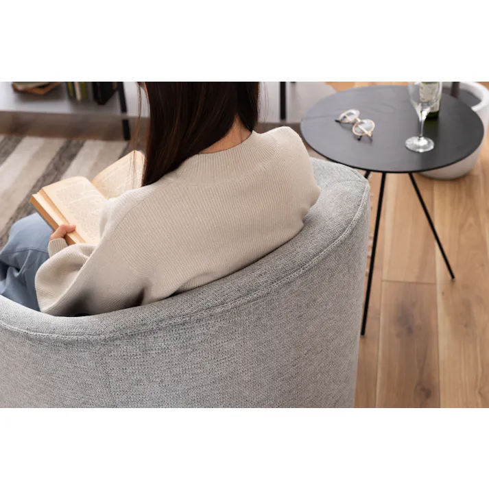 Room Essence ラウンジソファ W74×D72×H73×SH43 ライトグレー 完成品 一人掛け 回転 回転式 回転チェア 回転ソファ 回る 肘付き 肘あり アームソファ アームレスト 1人 一人 クッション 座面高43 布地 布張り シンプル モダン MYS-405LGY【別送品】