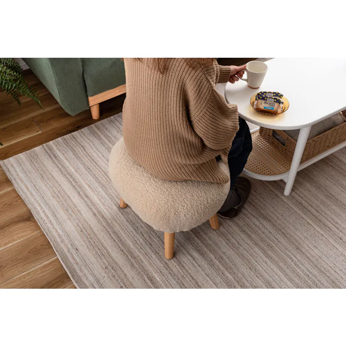 Room Essence スツール W50×D41×H38 ライトベージュ 組立式 丸椅子 ラウンド チェア イス 腰掛 円形 ブークレ生地 背もたれなし アームレス シンプル 無地 オットマン 1人掛け 簡易椅子 来客 玄関 いす 北欧 MYS-602LBE【別送品】