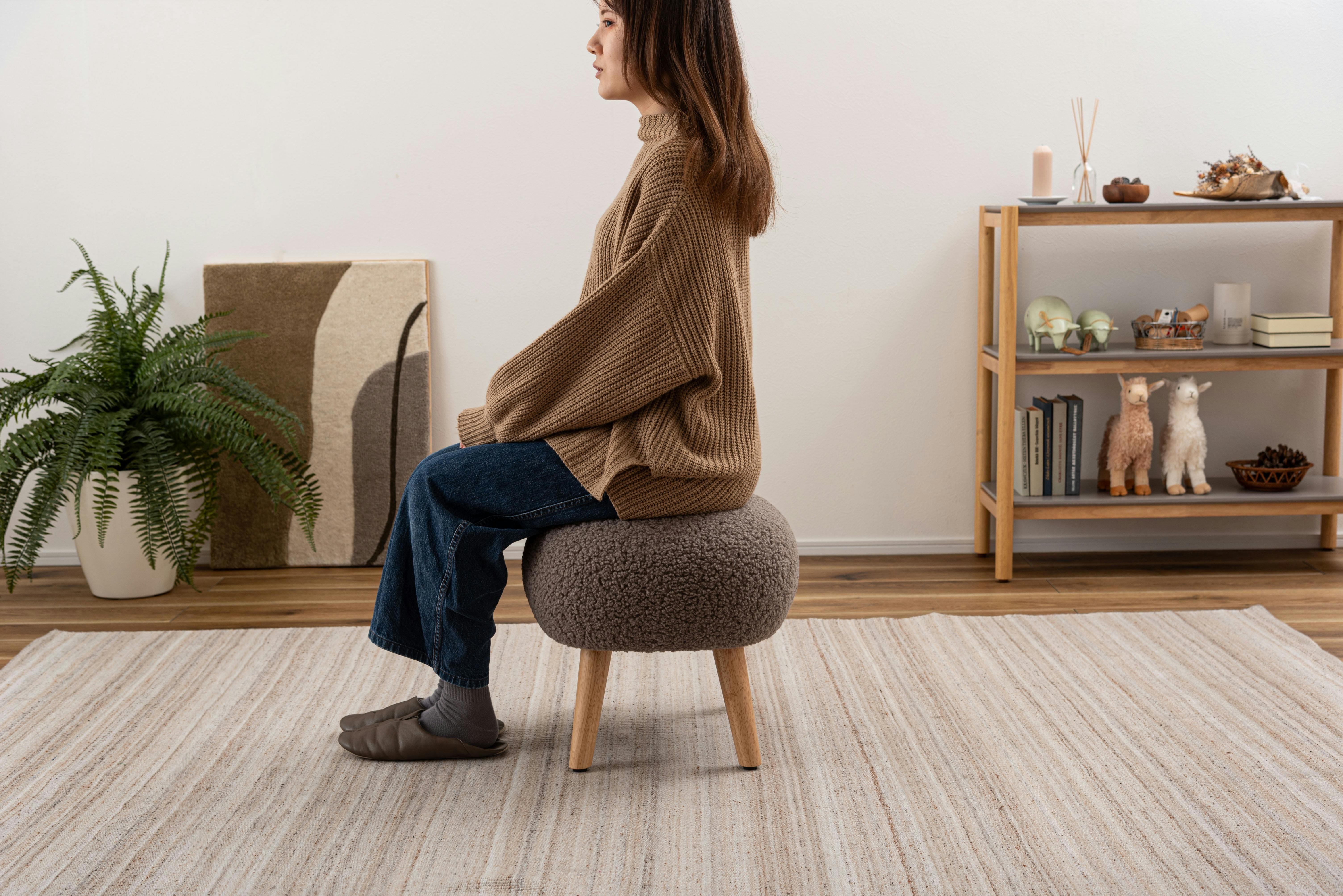 Room Essence スツール W50×D41×H38 モカブラウン 組立式 丸椅子