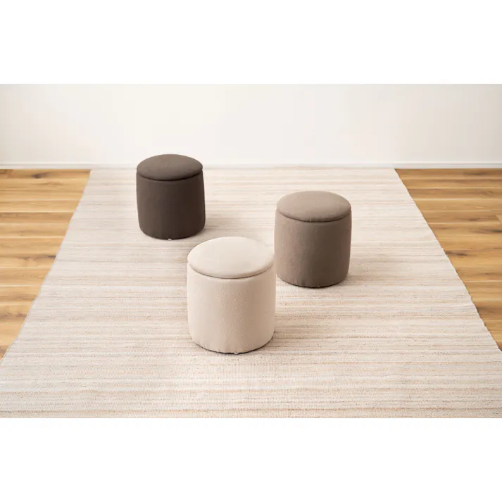 Room Essence ラウンド収納スツール W30×D30×H32 グレージュ 完成品 収納 椅子 ドレッサー 収納スツールボックス 収納スツールオットマン 座れる 収納椅子 低い椅子 おしゃれ モダン ロースツール 低い 丸い 丸 MYS-604GYB【別送品】