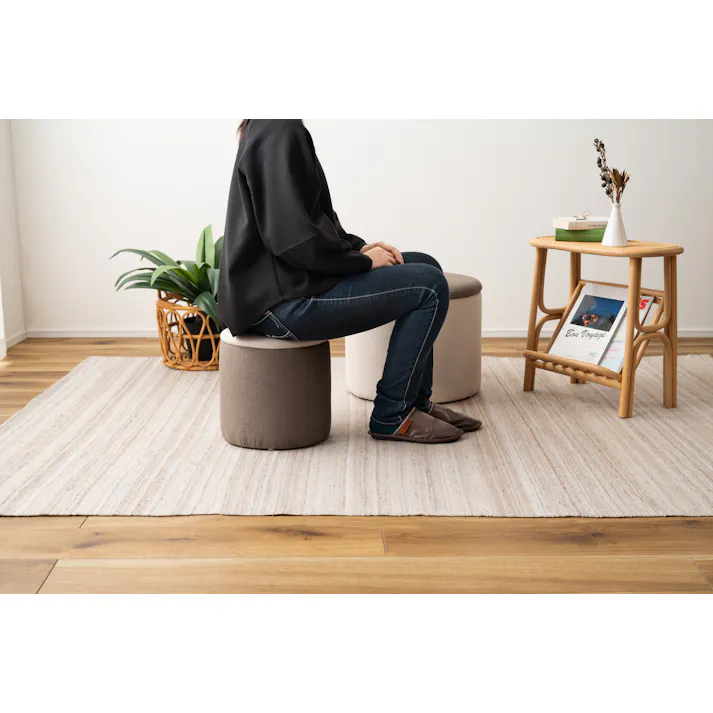 Room Essence ラウンド収納スツール W30×D30×H32 グレージュ 完成品 収納 椅子 ドレッサー 収納スツールボックス 収納スツールオットマン 座れる 収納椅子 低い椅子 おしゃれ モダン ロースツール 低い 丸い 丸 MYS-604GYB【別送品】