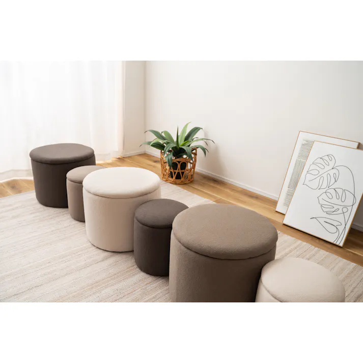 Room Essence ラウンド収納スツール W45×D45×H37 チャコールグレー 完成品 収納 椅子 ドレッサー 収納スツールボックス 収納スツールオットマン 座れる 収納椅子 低い椅子 おしゃれ モダン ロースツール 低い 丸い 丸 MYS-605CGY【別送品】