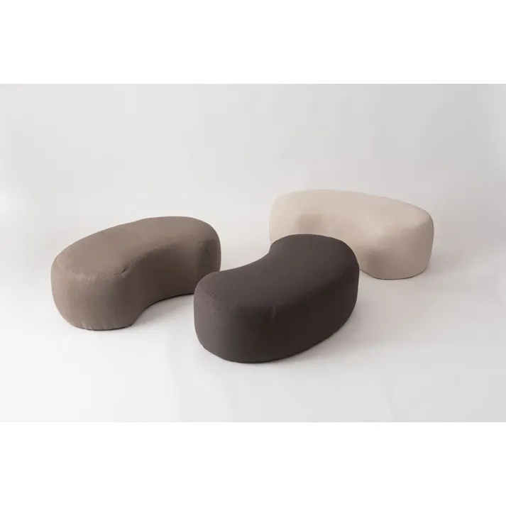 Room Essence スツール W100×D60×H33 チャコールグレー 完成品 イス 椅子 チェア 腰掛け ビーンズ型 シンプル モダン デザイン 個性的 無地 ファブリック 布地 リビング 寝室 足置き 大きめ 大きい 韓国インテリア 背もたれなし MYS-606CGY【別送品】