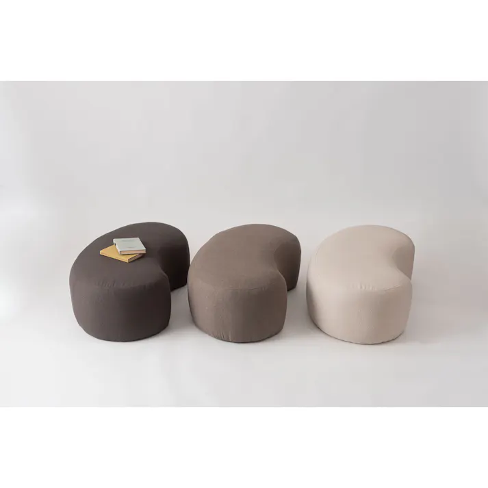 Room Essence スツール W100×D60×H33 チャコールグレー 完成品 イス 椅子 チェア 腰掛け ビーンズ型 シンプル モダン デザイン 個性的 無地 ファブリック 布地 リビング 寝室 足置き 大きめ 大きい 韓国インテリア 背もたれなし MYS-606CGY【別送品】