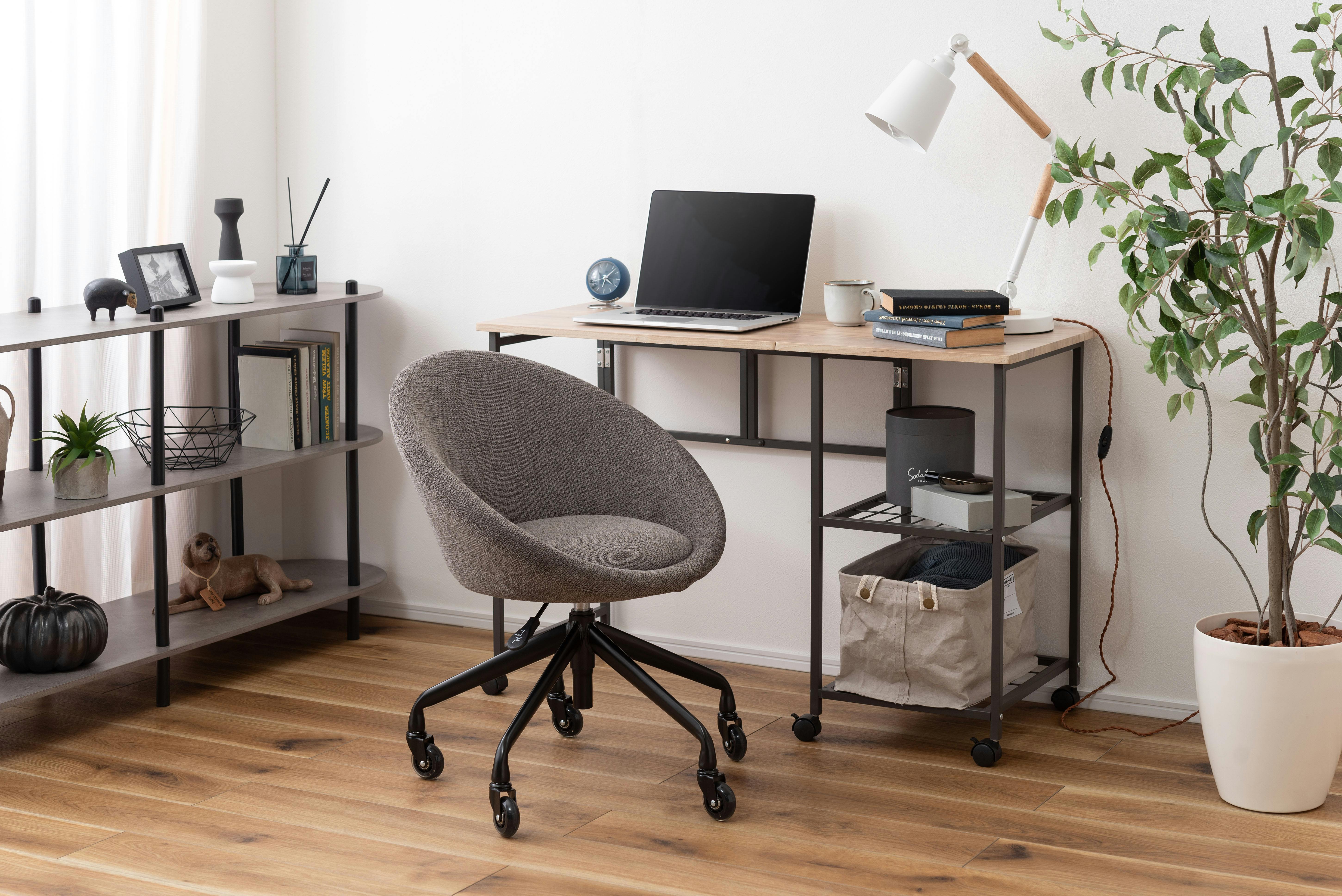 Room Essence デスクチェア W62×D63×H71～77×SH44～50 グレーブラウン