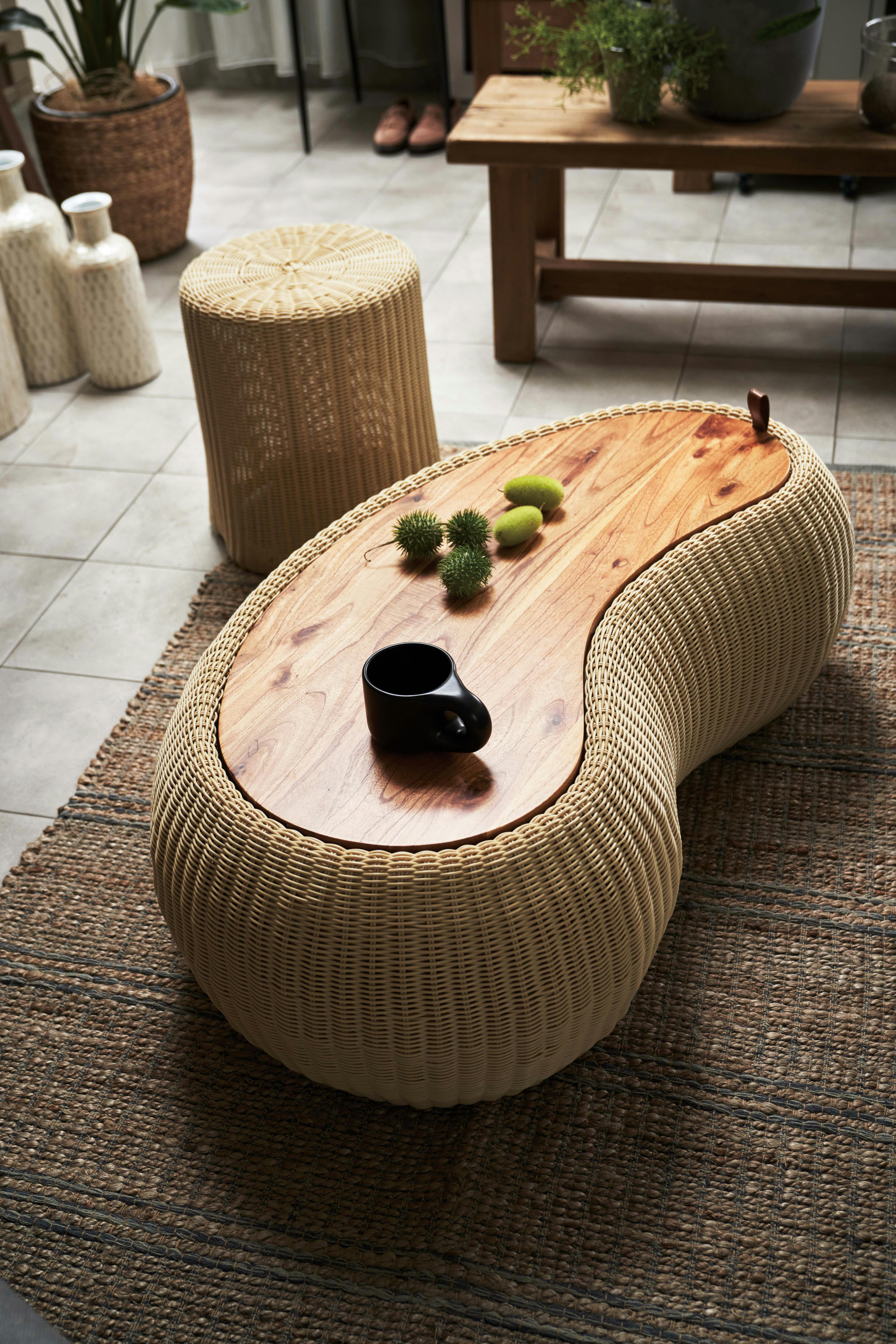 Room Essence リビングテーブル W114×D64×H36.5 ベージュ 完成品 机