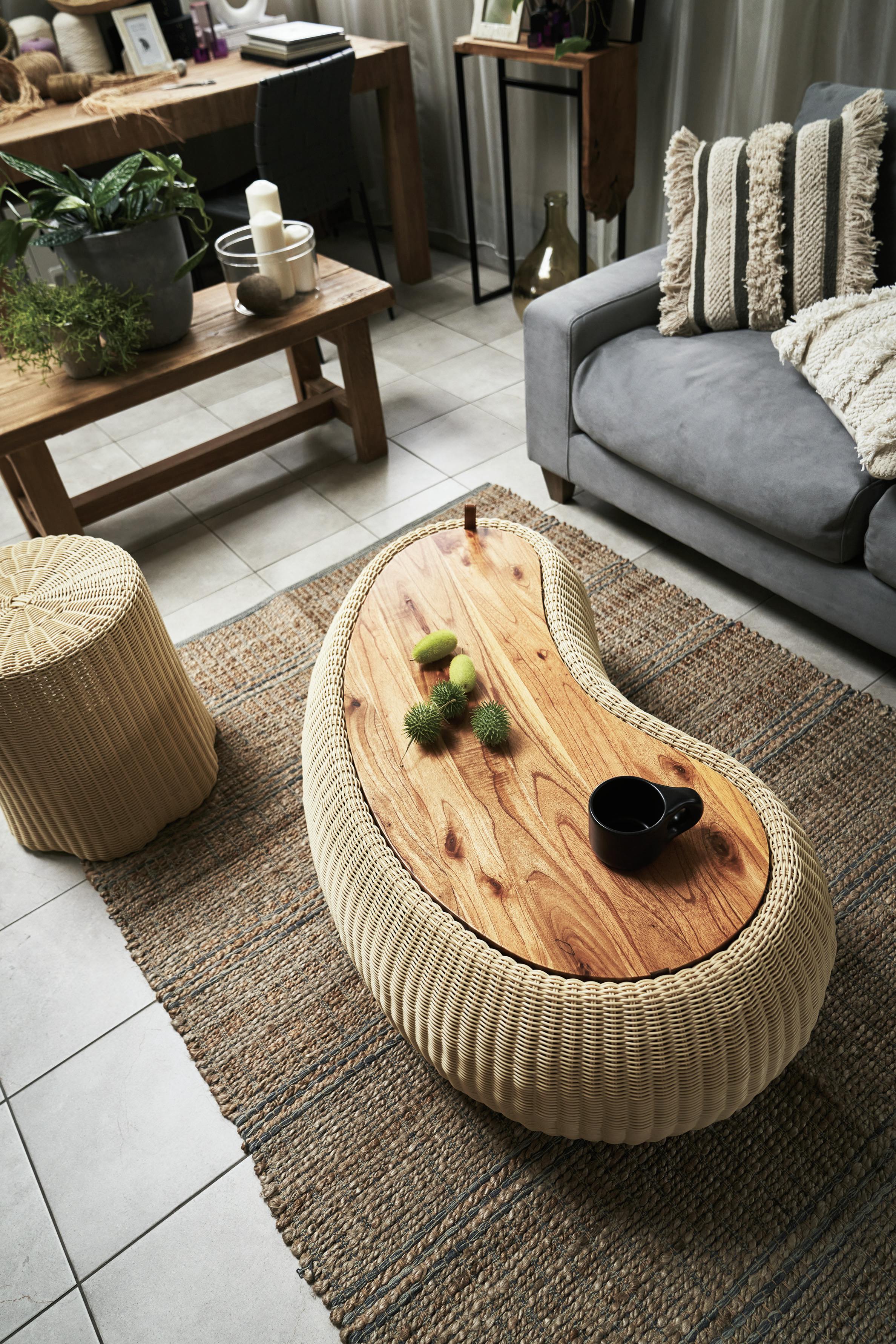 Room Essence リビングテーブル W114×D64×H36.5 ベージュ 完成品 机