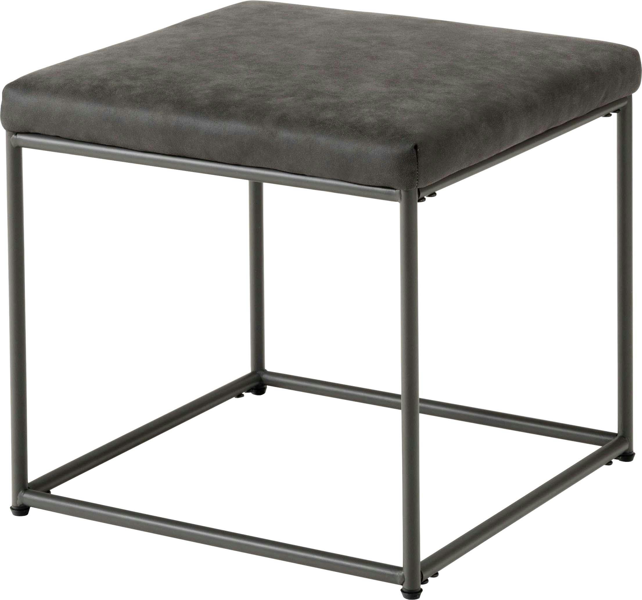 Room Essence スツール W47×D47×H43 ブラック 組立式 椅子 イス オットマン おしゃれ 背もたれなし コンパクト クロスレザー モダン パイプ椅子