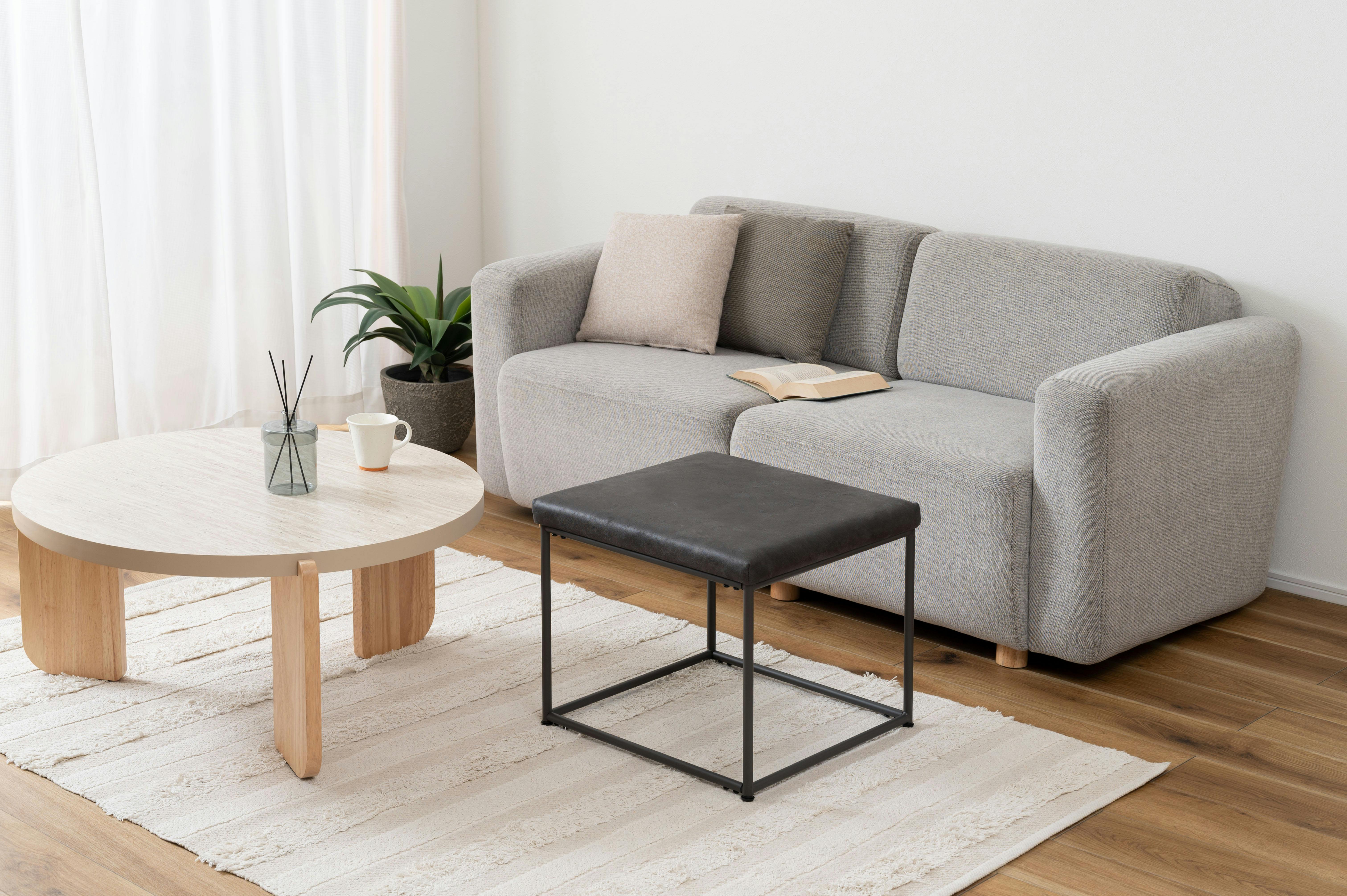 Room Essence スツール W47×D47×H43 ブラック 組立式 椅子 イス