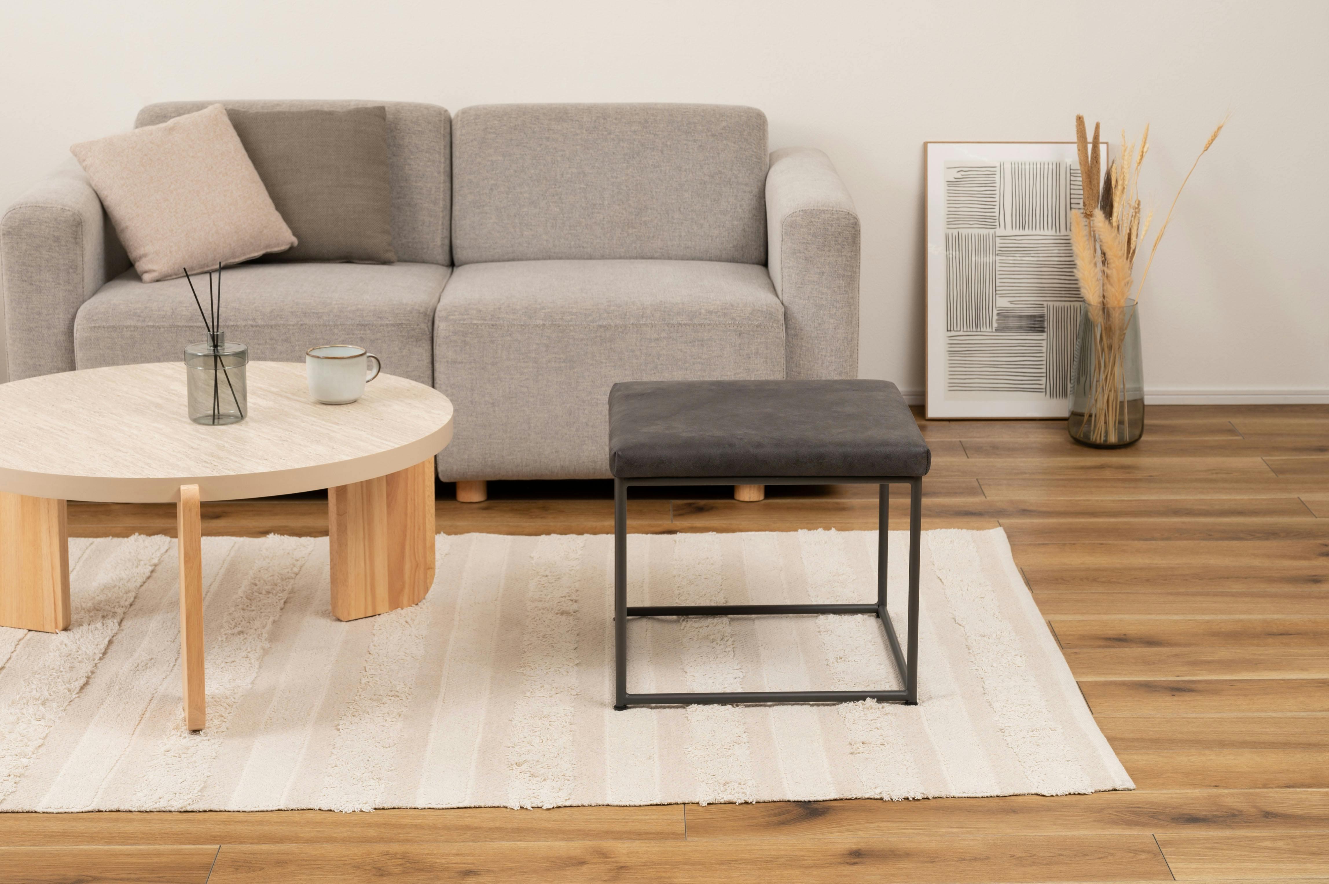 Room Essence スツール W47×D47×H43 ブラック 組立式 椅子 イス