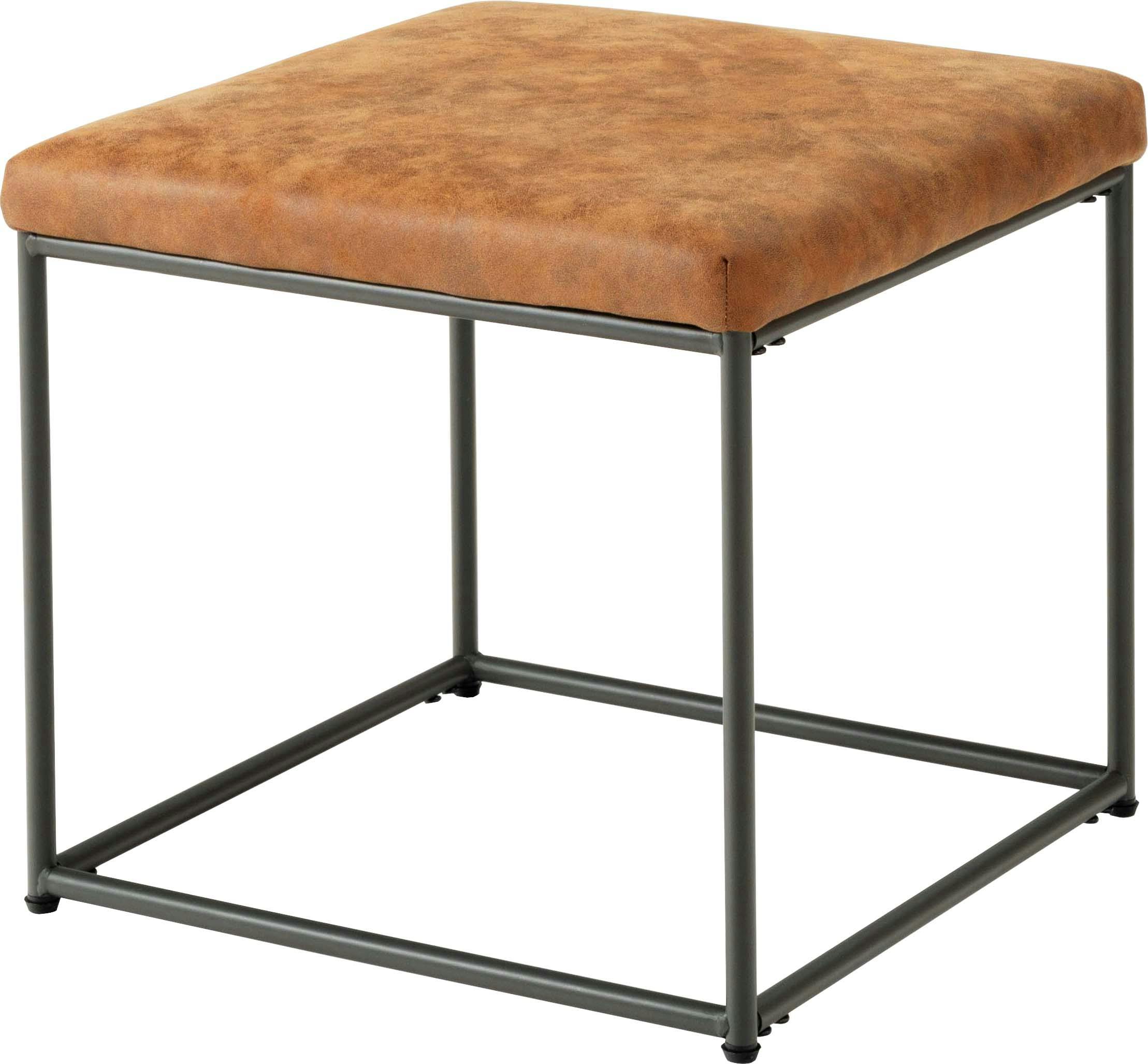 Room Essence スツール W47×D47×H43 キャメル 組立式 椅子 イス オットマン おしゃれ 背もたれなし コンパクト クロスレザー モダン パイプ椅子