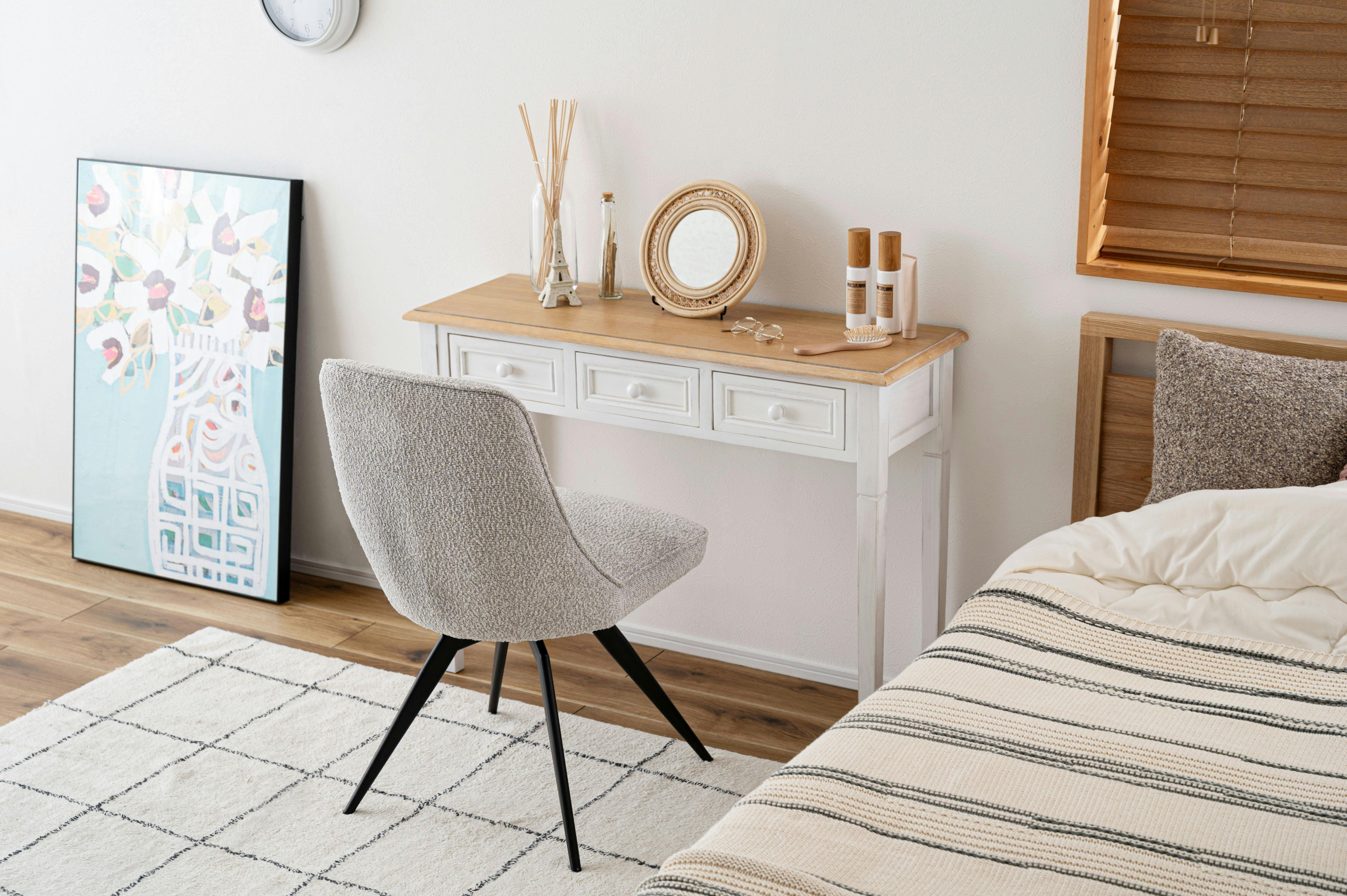 Room Essence 回転チェア W49×D58×H84×SH49 ホワイト 組立式 チェア