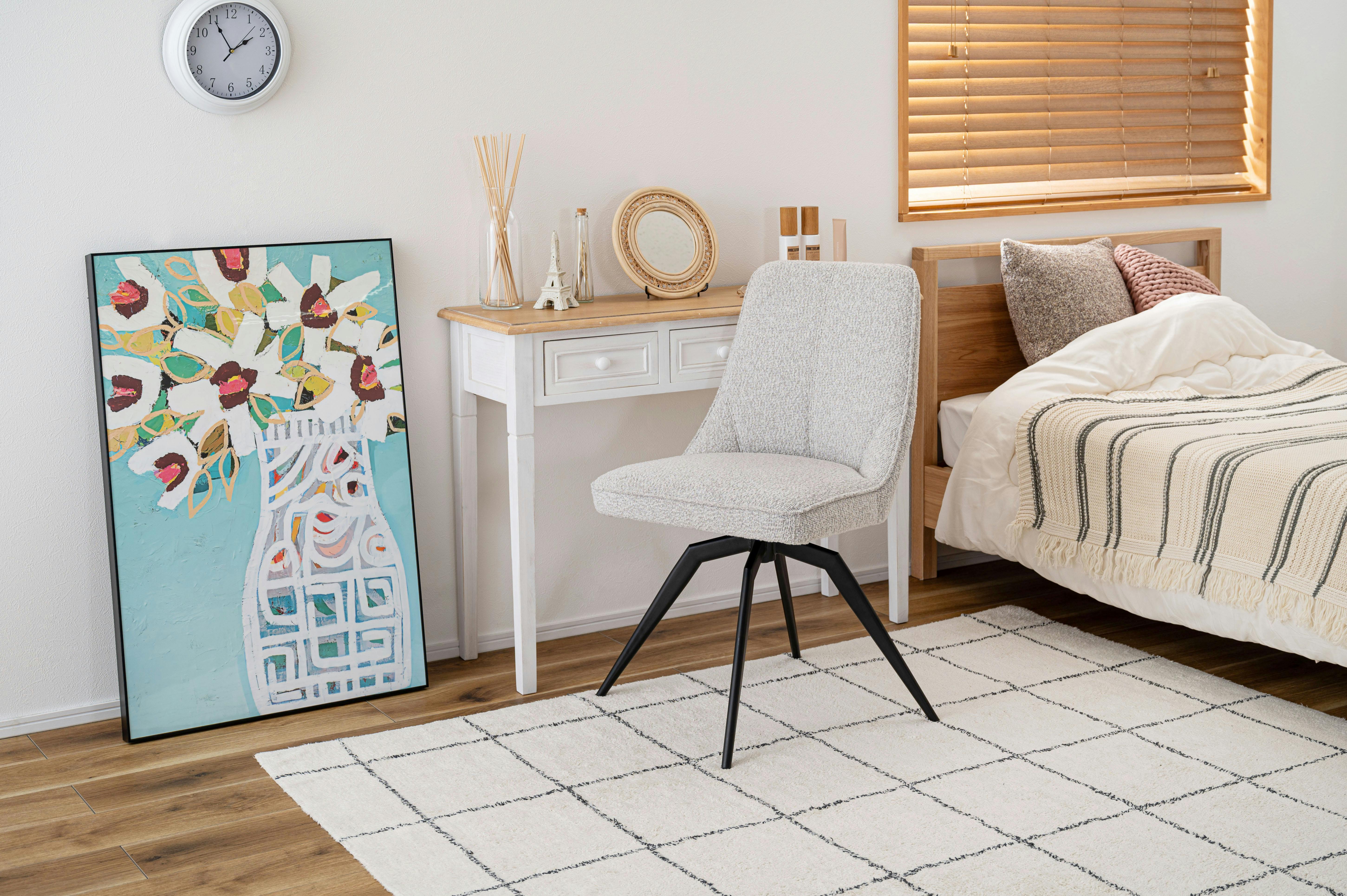 Room Essence 回転チェア W49×D58×H84×SH49 ホワイト 組立式 チェア