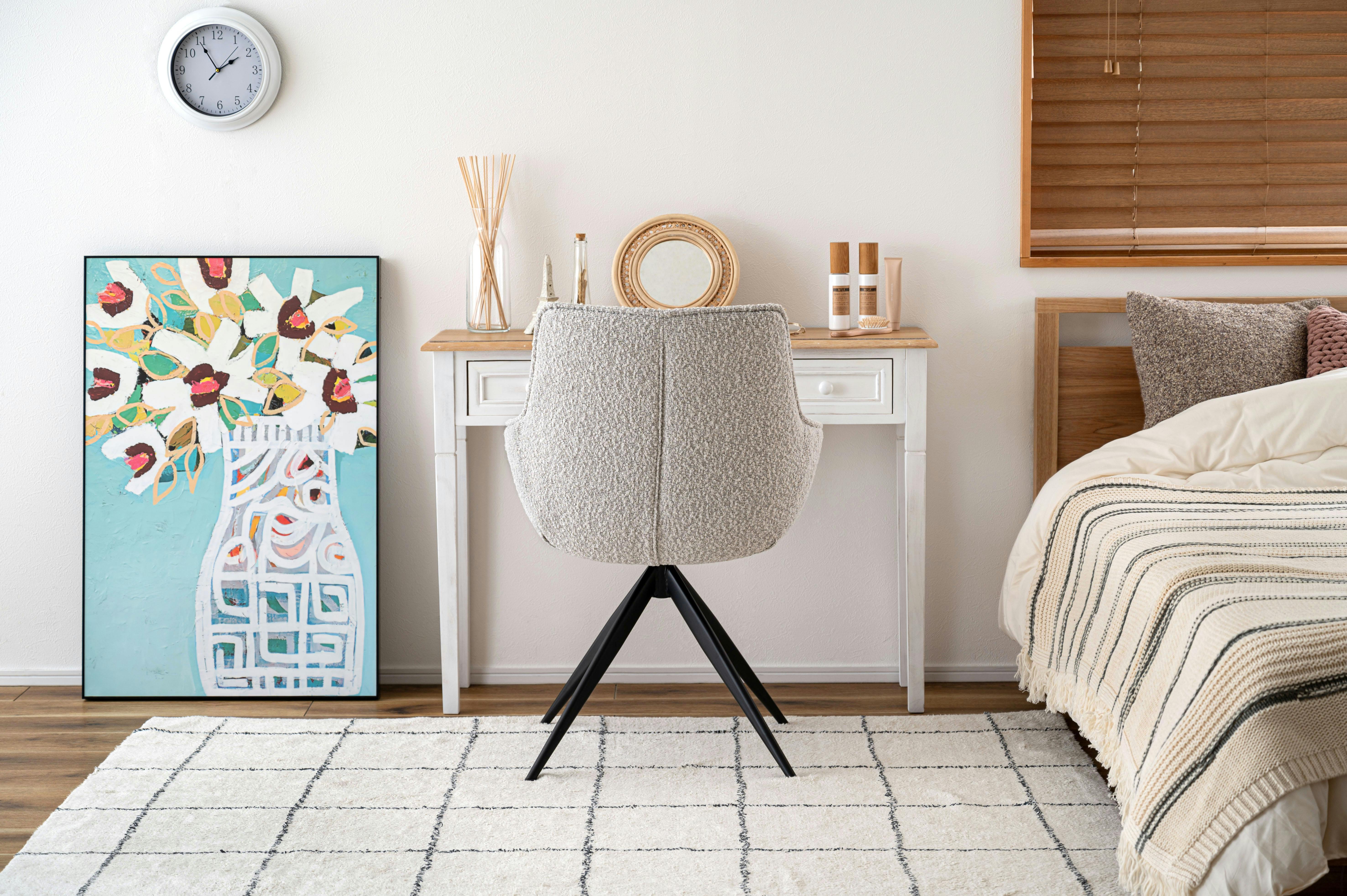 Room Essence 回転アームチェア W56.5×D64×H85.5×SH48 ホワイト 組立式