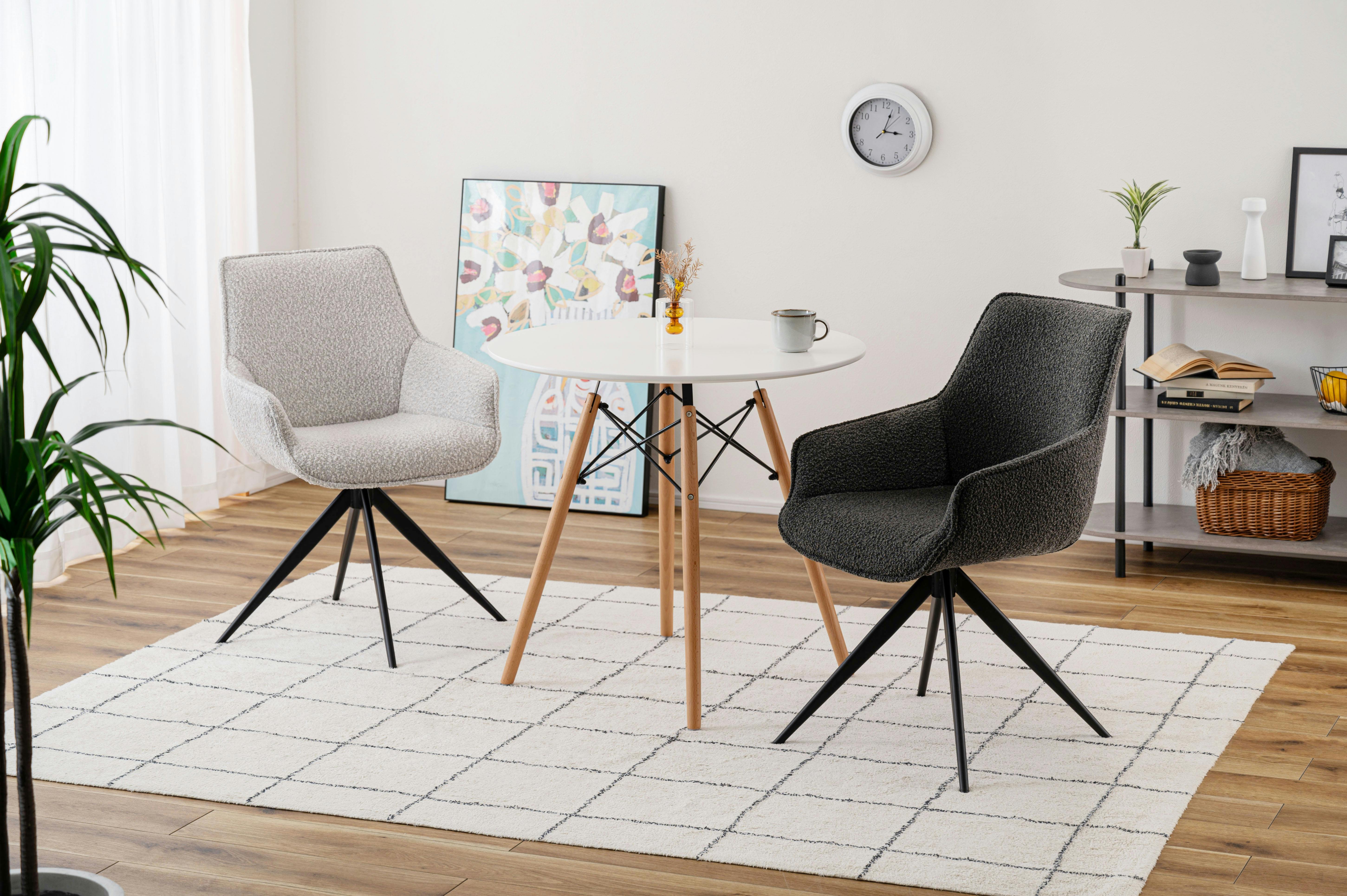 Room Essence 回転アームチェア W56.5×D64×H85.5×SH48 ホワイト 組立式