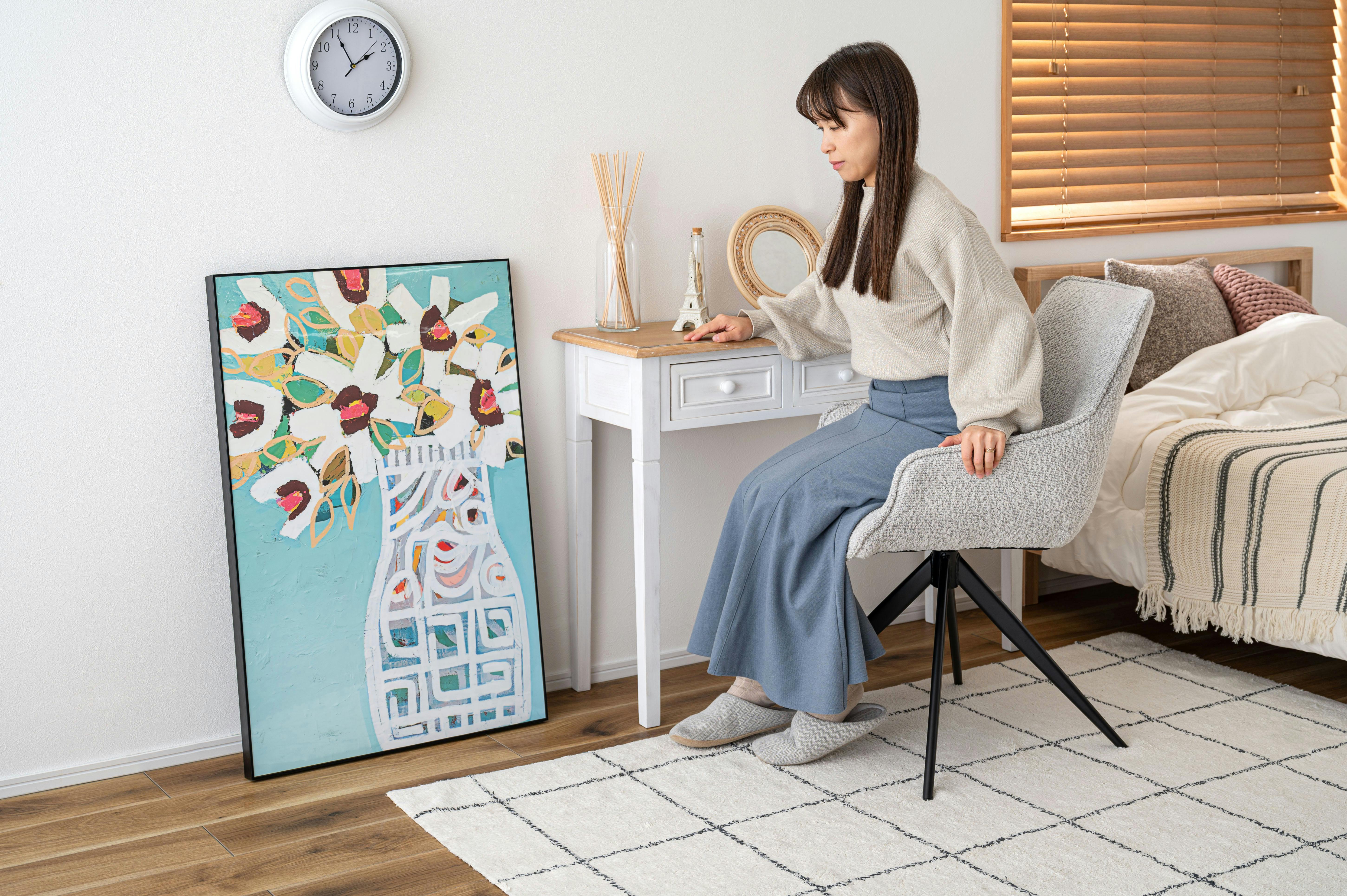 Room Essence 回転アームチェア W56.5×D64×H85.5×SH48 ホワイト 組立式