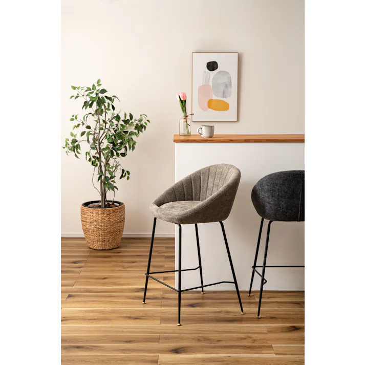 Room Essence ハイチェア W50×D51×H89×SH66 ライトグレー 組立式 カウンターチェア チェア 椅子 イス シンプル モダン スチール 布地 肘あり 肘掛け 背もたれ カウンター ハイテーブル PC-266LGY【別送品】