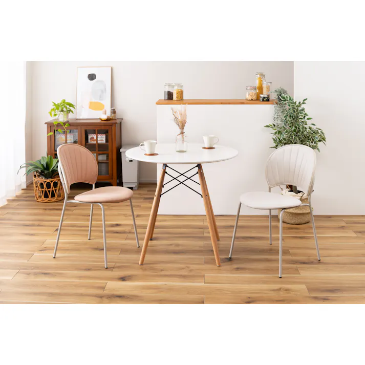 Room Essence チェア W45×D54.5×H77×SH45 コーラル 組立式 椅子 イス ダイニング デスク おしゃれ 幅45 座面高45 北欧 韓国 韓国風 かわいい シェル型 ペールカラー 一人掛け ドレッサー コーラル PC-621CO【別送品】