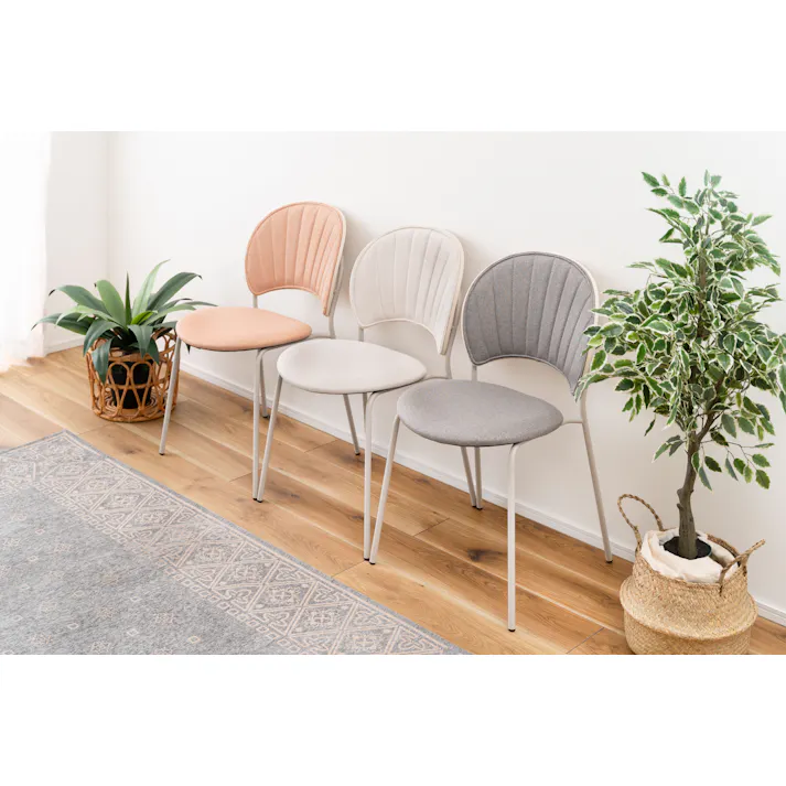 Room Essence チェア W45×D54.5×H77×SH45 コーラル 組立式 椅子 イス ダイニング デスク おしゃれ 幅45 座面高45 北欧 韓国 韓国風 かわいい シェル型 ペールカラー 一人掛け ドレッサー コーラル PC-621CO【別送品】