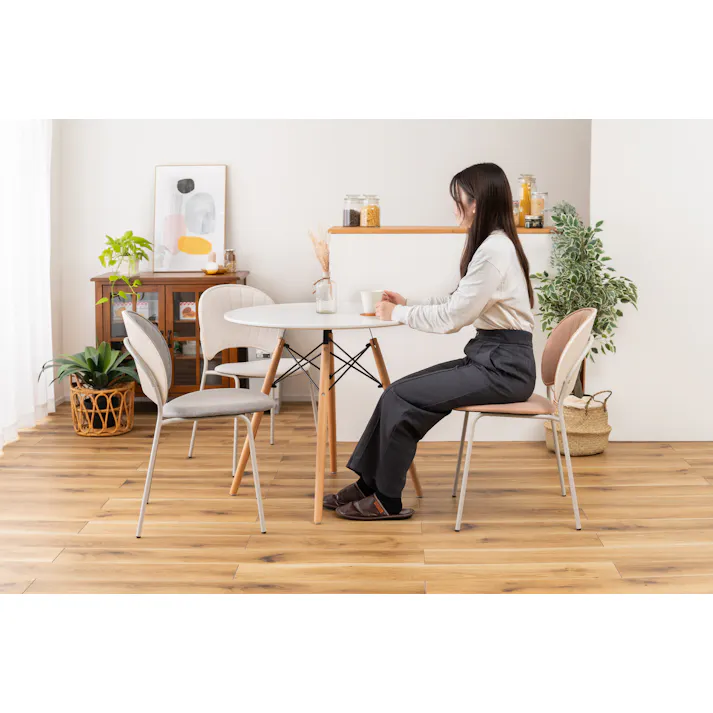 Room Essence チェア W45×D54.5×H77×SH45 コーラル 組立式 椅子 イス ダイニング デスク おしゃれ 幅45 座面高45 北欧 韓国 韓国風 かわいい シェル型 ペールカラー 一人掛け ドレッサー コーラル PC-621CO【別送品】