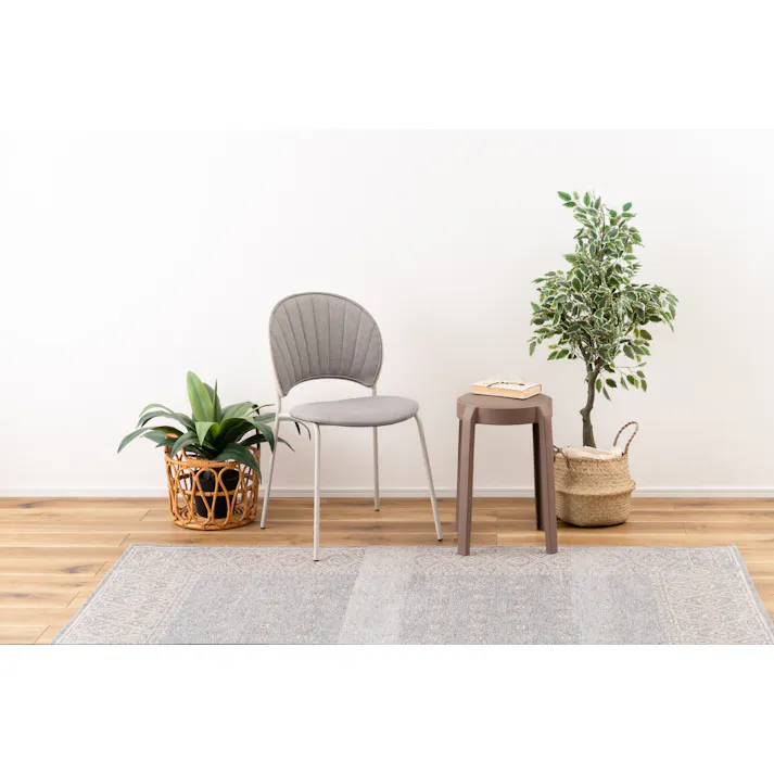 Room Essence チェア W45×D54.5×H77×SH45 グレー 組立式 椅子 イス ダイニング デスク おしゃれ 幅45 座面高45 北欧 韓国 韓国風 かわいい シェル シェル型 ペールカラー 一人掛け ドレッサー PC-621GY【別送品】