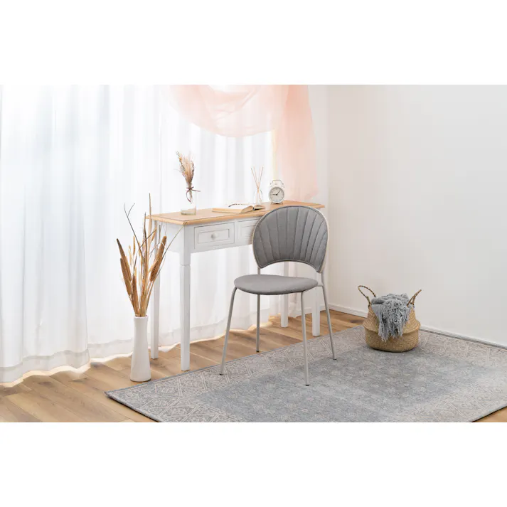 Room Essence チェア W45×D54.5×H77×SH45 グレー 組立式 椅子 イス ダイニング デスク おしゃれ 幅45 座面高45 北欧 韓国 韓国風 かわいい シェル シェル型 ペールカラー 一人掛け ドレッサー PC-621GY【別送品】