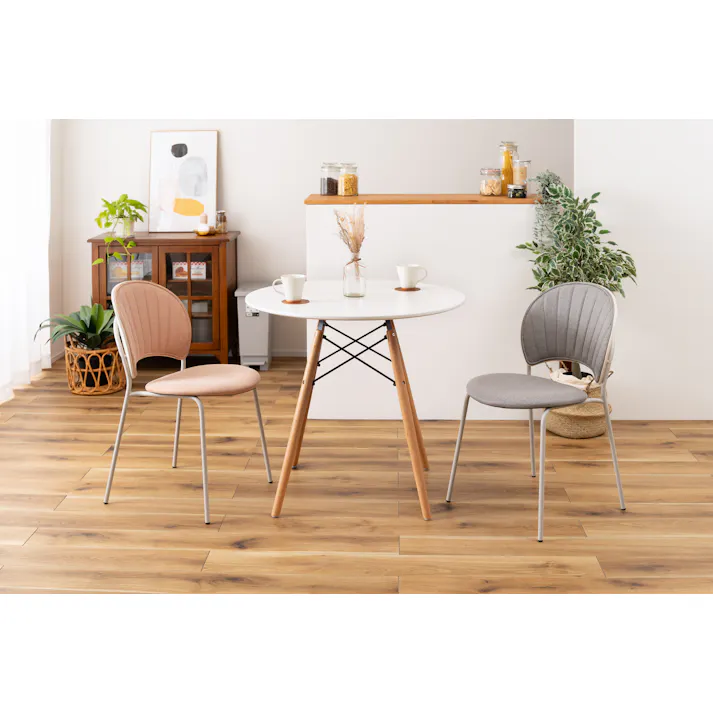 Room Essence チェア W45×D54.5×H77×SH45 グレー 組立式 椅子 イス ダイニング デスク おしゃれ 幅45 座面高45 北欧 韓国 韓国風 かわいい シェル シェル型 ペールカラー 一人掛け ドレッサー PC-621GY【別送品】