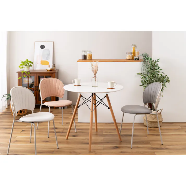 Room Essence チェア W45×D54.5×H77×SH45 グレー 組立式 椅子 イス ダイニング デスク おしゃれ 幅45 座面高45 北欧 韓国 韓国風 かわいい シェル シェル型 ペールカラー 一人掛け ドレッサー PC-621GY【別送品】