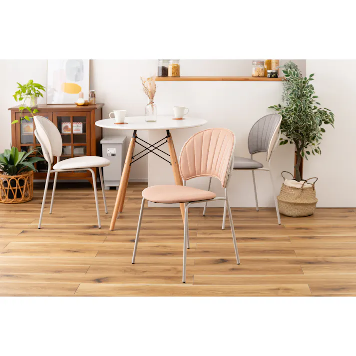 Room Essence チェア W45×D54.5×H77×SH45 グレー 組立式 椅子 イス ダイニング デスク おしゃれ 幅45 座面高45 北欧 韓国 韓国風 かわいい シェル シェル型 ペールカラー 一人掛け ドレッサー PC-621GY【別送品】