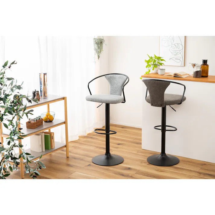 Room Essence カウンターチェア W50.5×D50×H87~108×SH62~83 ダークグレー 組立式 座面高62 昇降式 回転 バーチェア レバー調節 足置き 背もたれ フットレスト ハイチェア スチール脚 軽い 椅子 一人掛け シンプル 北欧 グレー PC-625DGY【別送品】