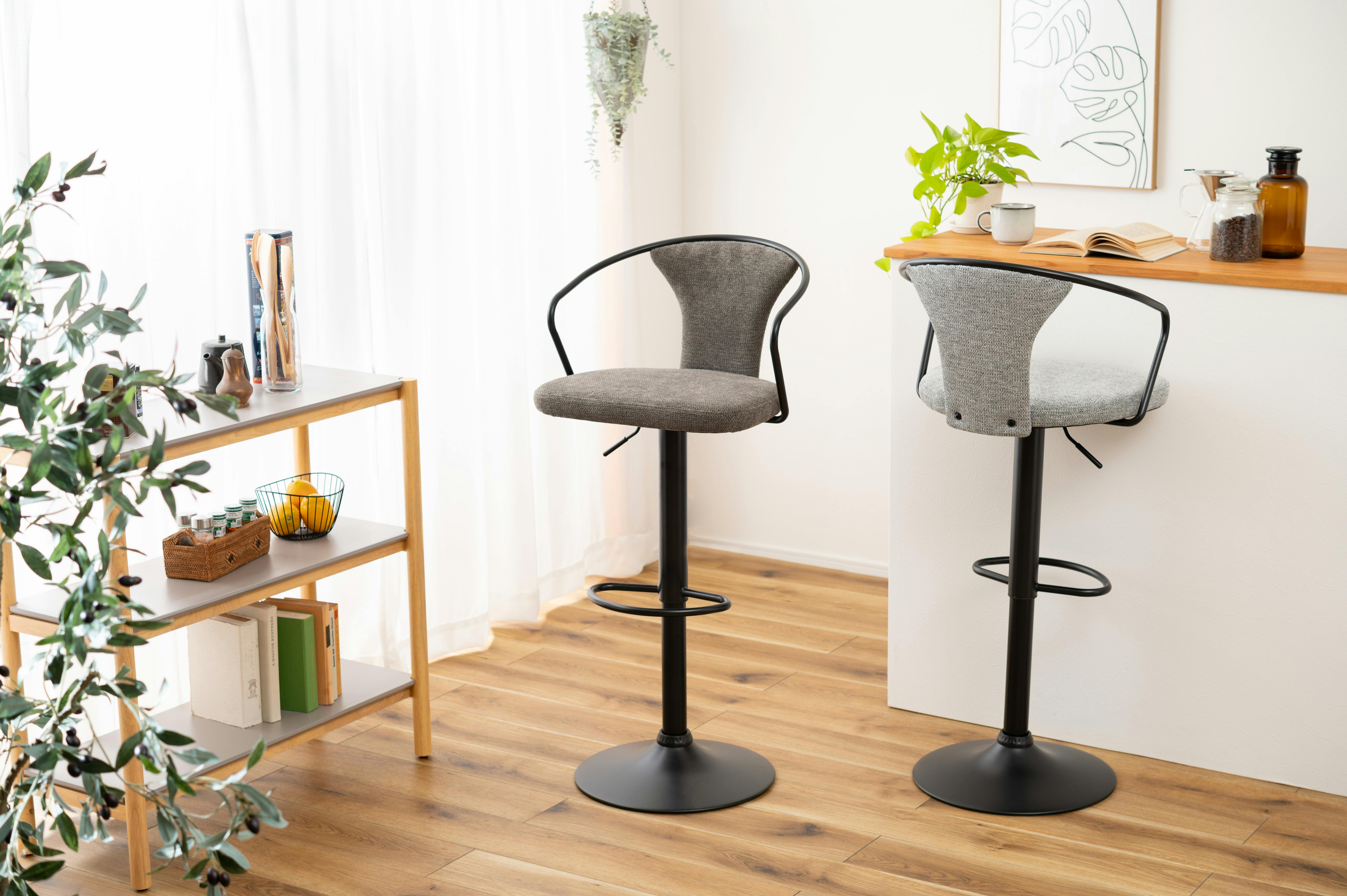 Room Essence カウンターチェア W50.5×D50×H87～108×SH62～83 グレー