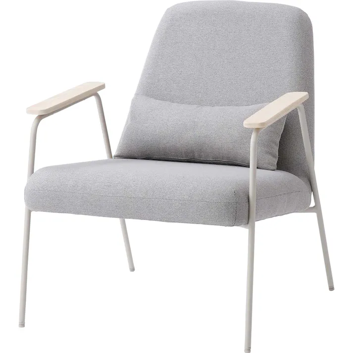 Room Essence ラウンジチェア W66.5×D80×H81×SH43 グレー 組立式 チェア 椅子 パーソナルチェア アームチェア ひじ掛け付き クッション付き 背もたれ スチール脚 天然木 韓国 北欧 PC-626GY【別送品】