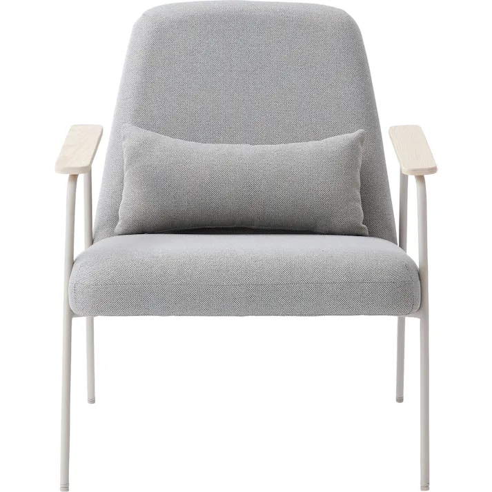 Room Essence ラウンジチェア W66.5×D80×H81×SH43 グレー 組立式 チェア 椅子 パーソナルチェア アームチェア ひじ掛け付き クッション付き 背もたれ スチール脚 天然木 韓国 北欧 PC-626GY【別送品】