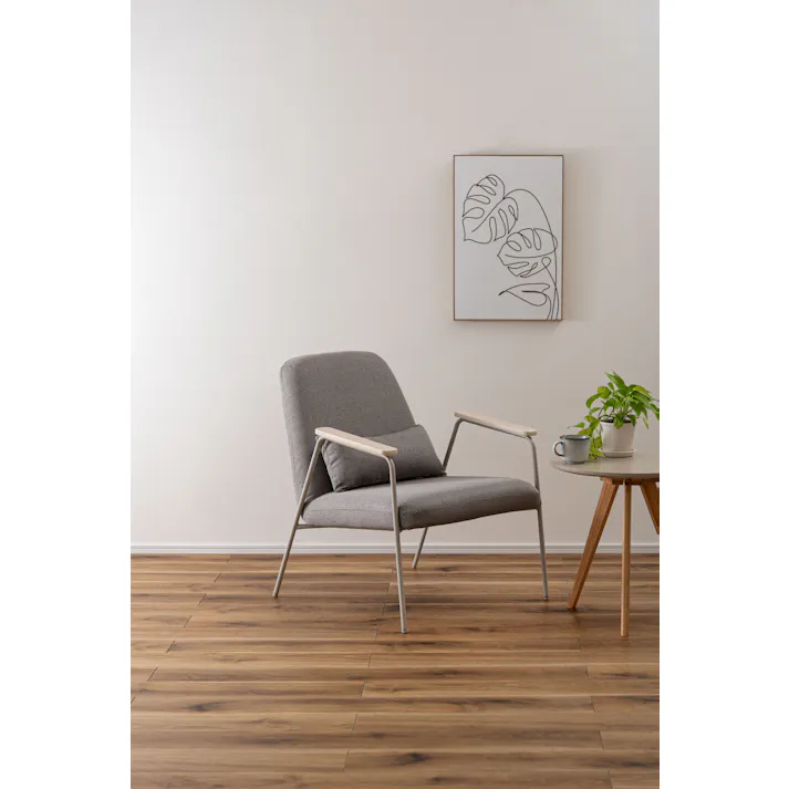 Room Essence ラウンジチェア W66.5×D80×H81×SH43 グレー 組立式 チェア 椅子 パーソナルチェア アームチェア ひじ掛け付き クッション付き 背もたれ スチール脚 天然木 韓国 北欧 PC-626GY【別送品】