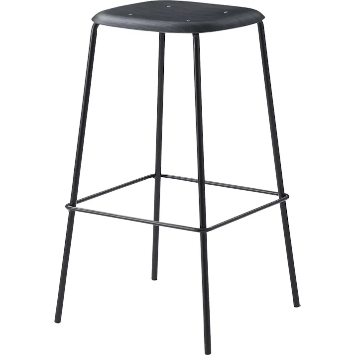 Room Essence ハイスツール W43×D43×H74.5 ブラック 完成品 スツール 椅子 高さ74.5 フットレスト 足置き付き 背もたれなし 天然木 ブラックスチール スチール シンプル おしゃれ モダン 異素材 PC-686BK【別送品】