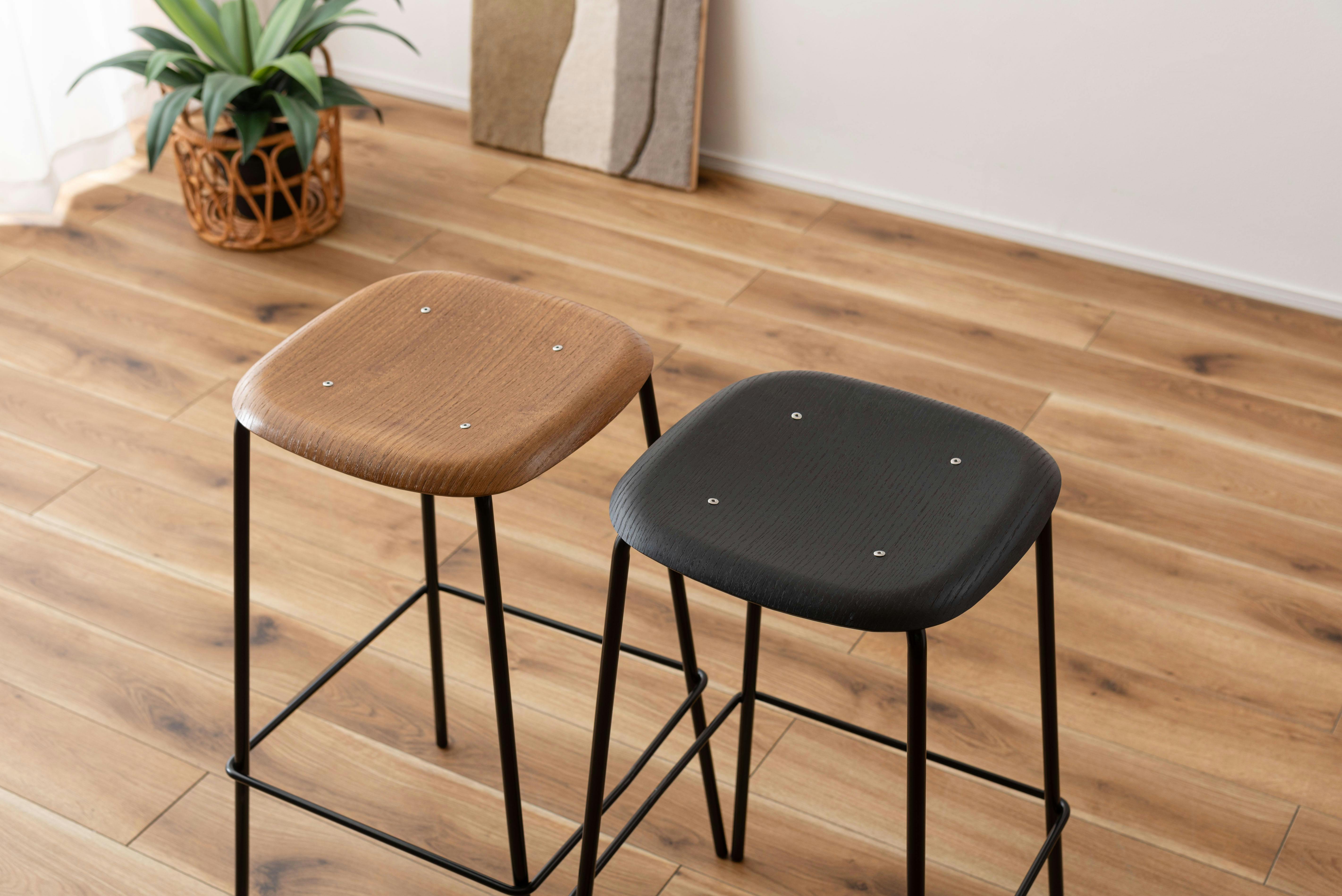 Room Essence ハイスツール W43×D43×H74.5 ブラック 完成品 スツール