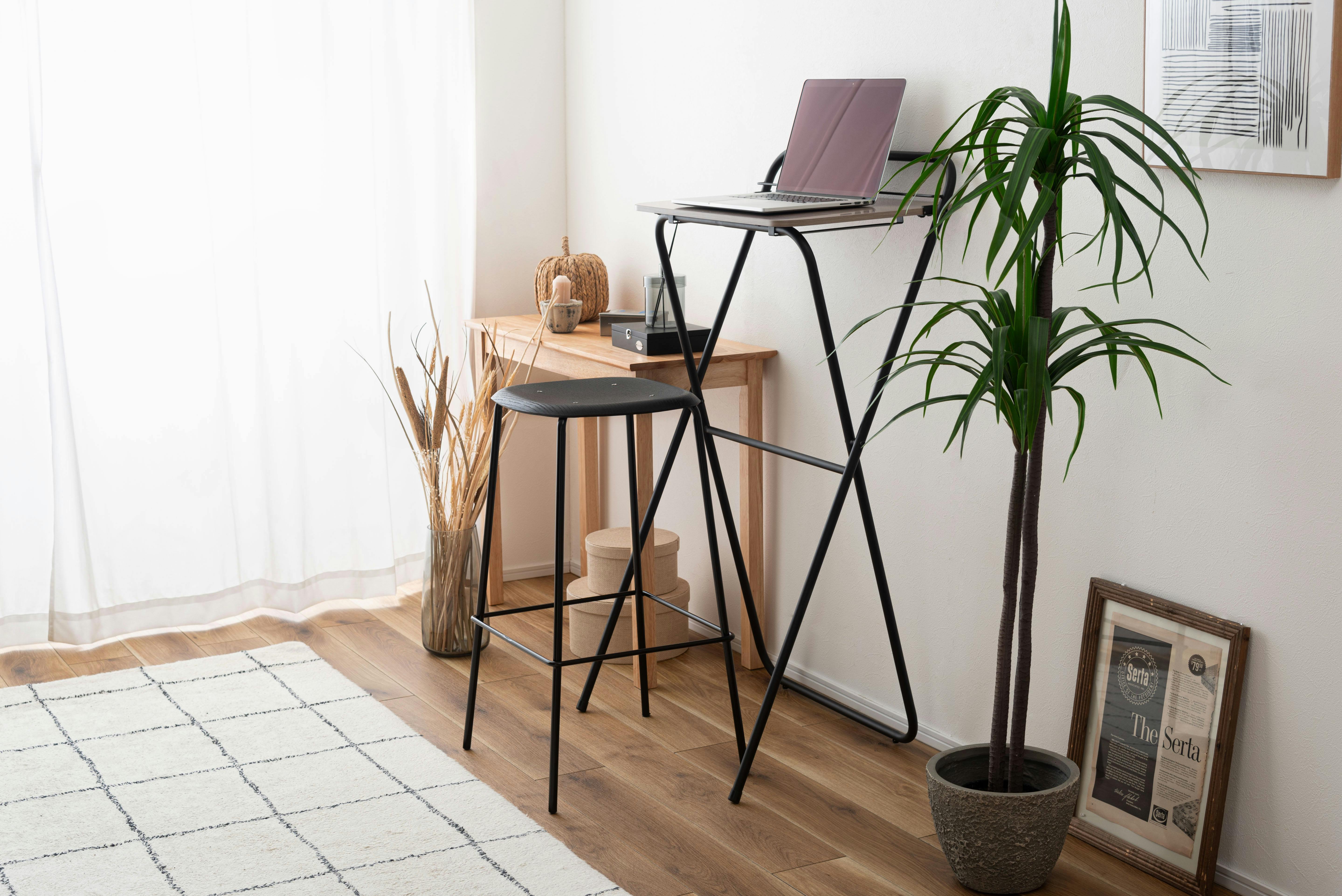 Room Essence ハイスツール W43×D43×H74.5 ブラック 完成品 スツール