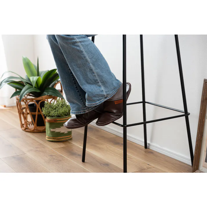 Room Essence ハイスツール W43×D43×H74.5 ブラック 完成品 スツール 椅子 高さ74.5 フットレスト 足置き付き 背もたれなし 天然木 ブラックスチール スチール シンプル おしゃれ モダン 異素材 PC-686BK【別送品】