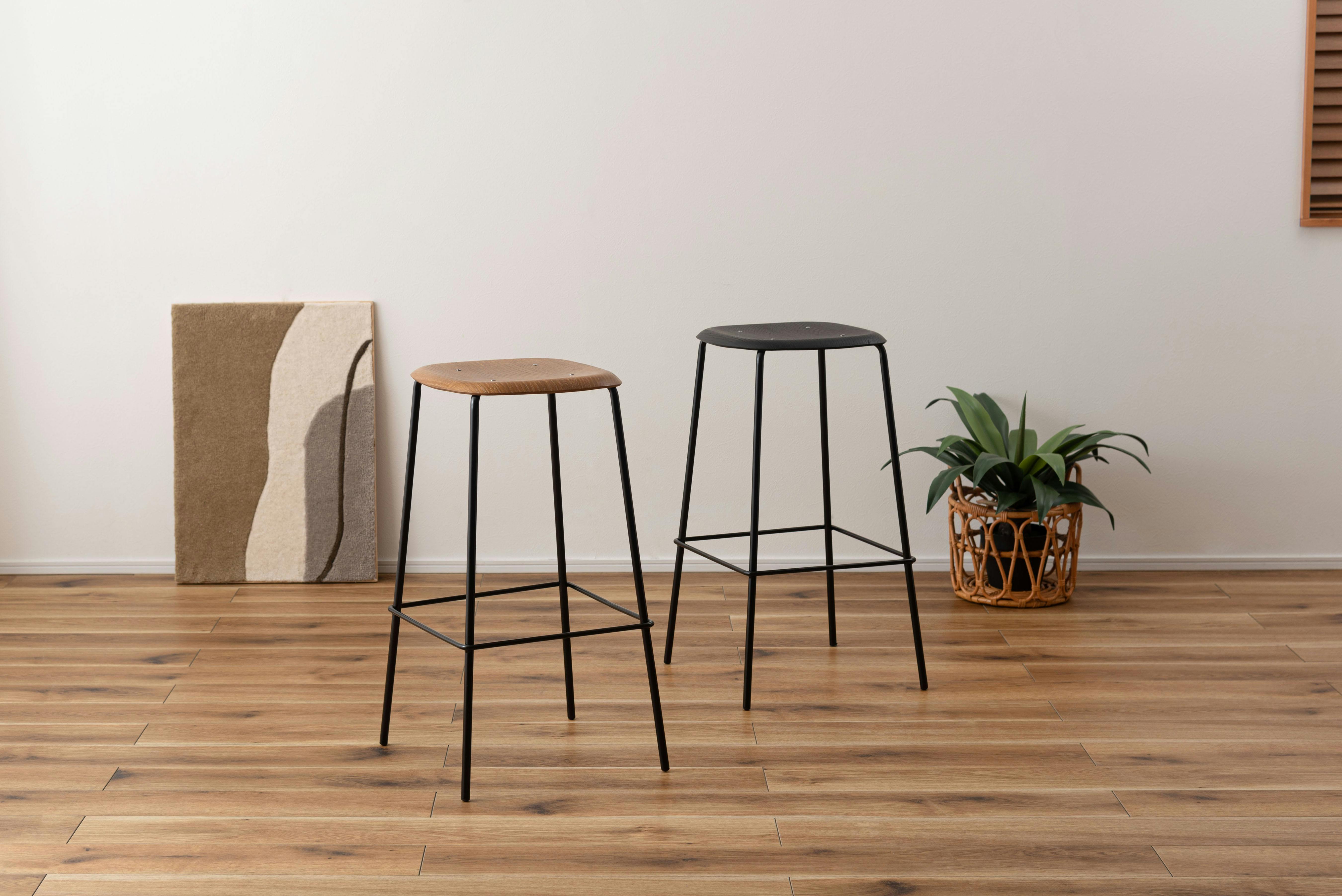 Room Essence ハイスツール W43×D43×H74.5 ライトブラウン 完成品