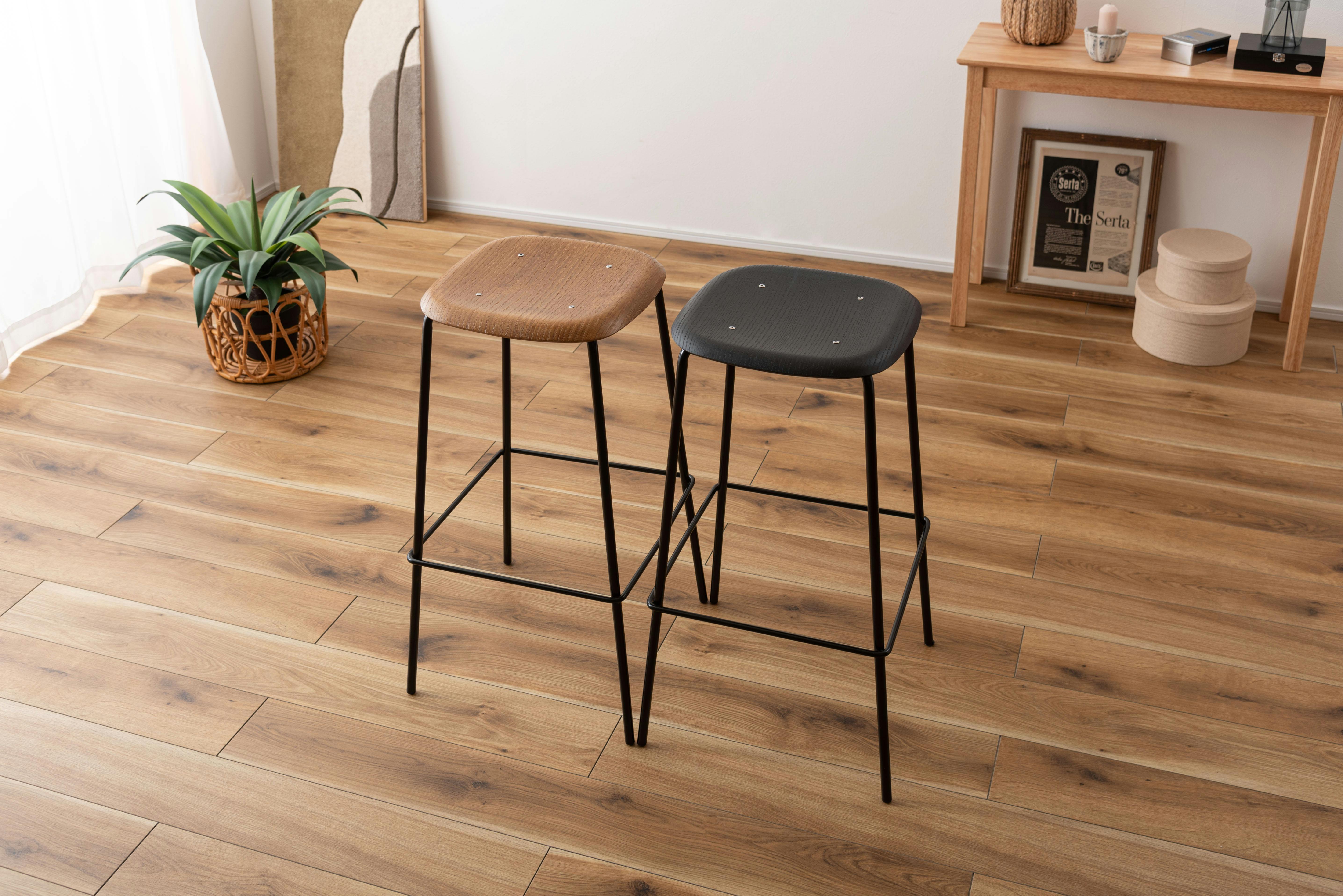 Room Essence ハイスツール W43×D43×H74.5 ライトブラウン 完成品