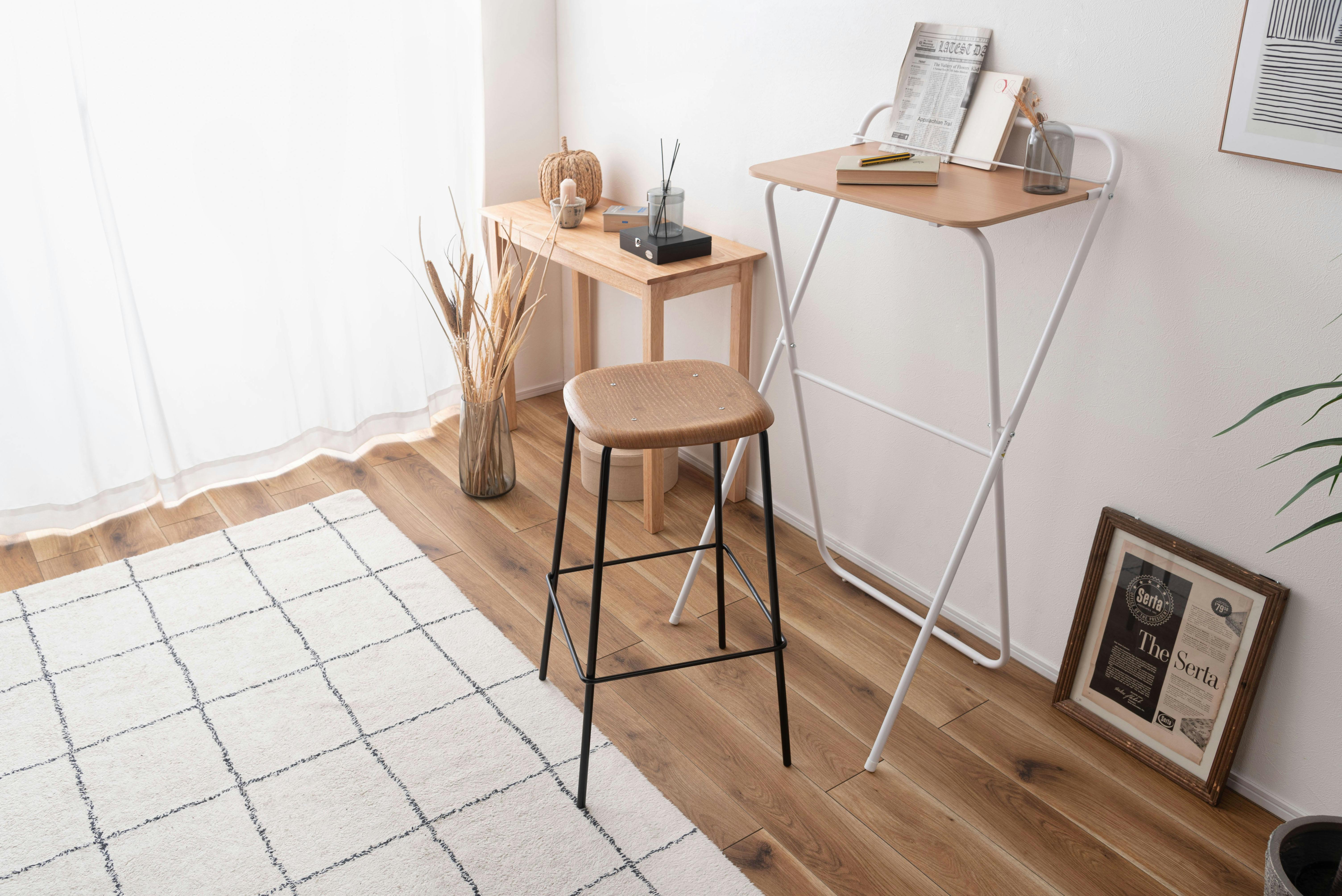 Room Essence ハイスツール W43×D43×H74.5 ライトブラウン 完成品