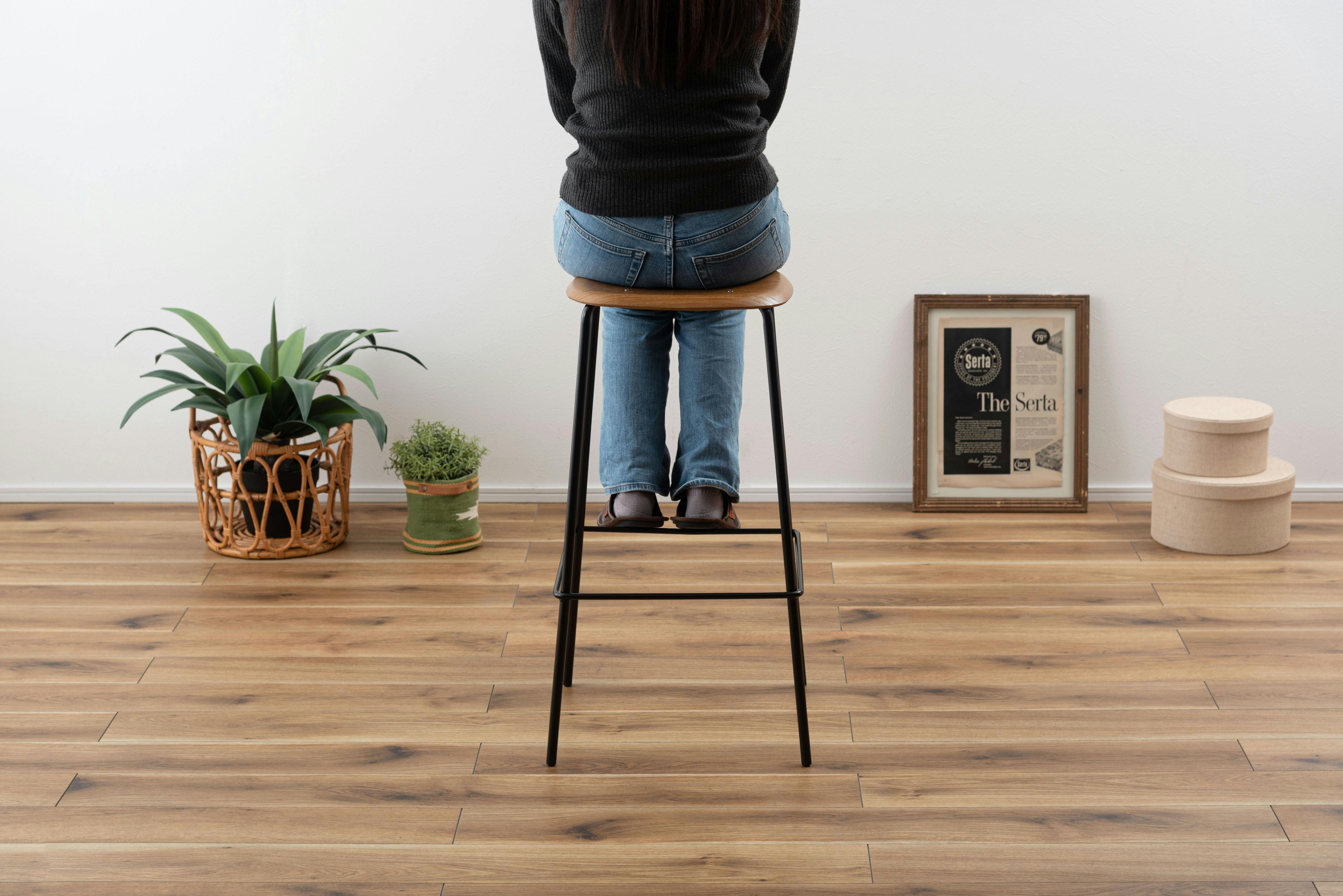 Room Essence ハイスツール W43×D43×H74.5 ライトブラウン 完成品