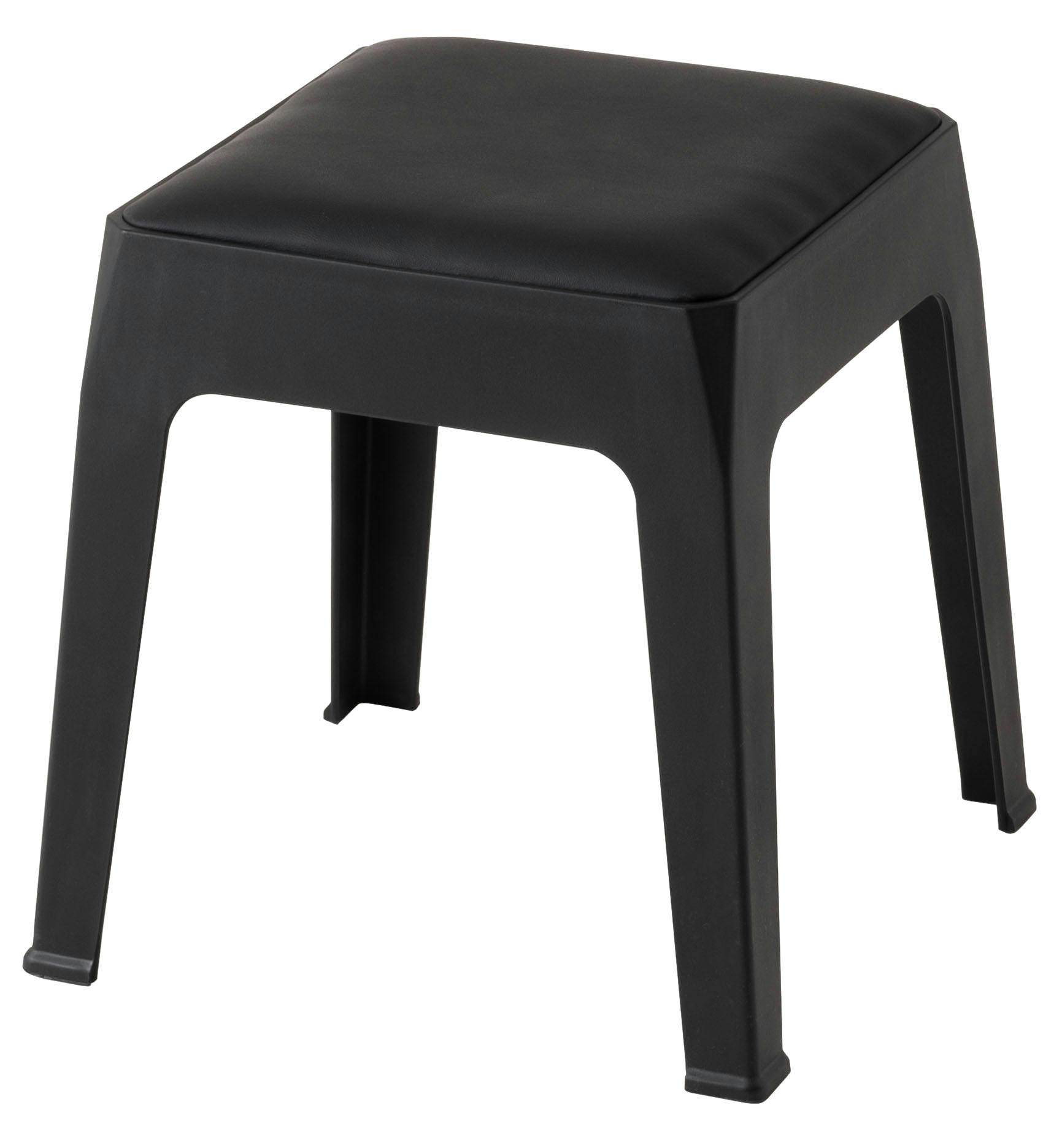 Room Essence スツール W30.5×D30.5×H31 ブラック 完成品 スタッキング 積み重ね チェア 椅子 シンプル 腰掛 ポリプロピレン 背も パイプ椅子