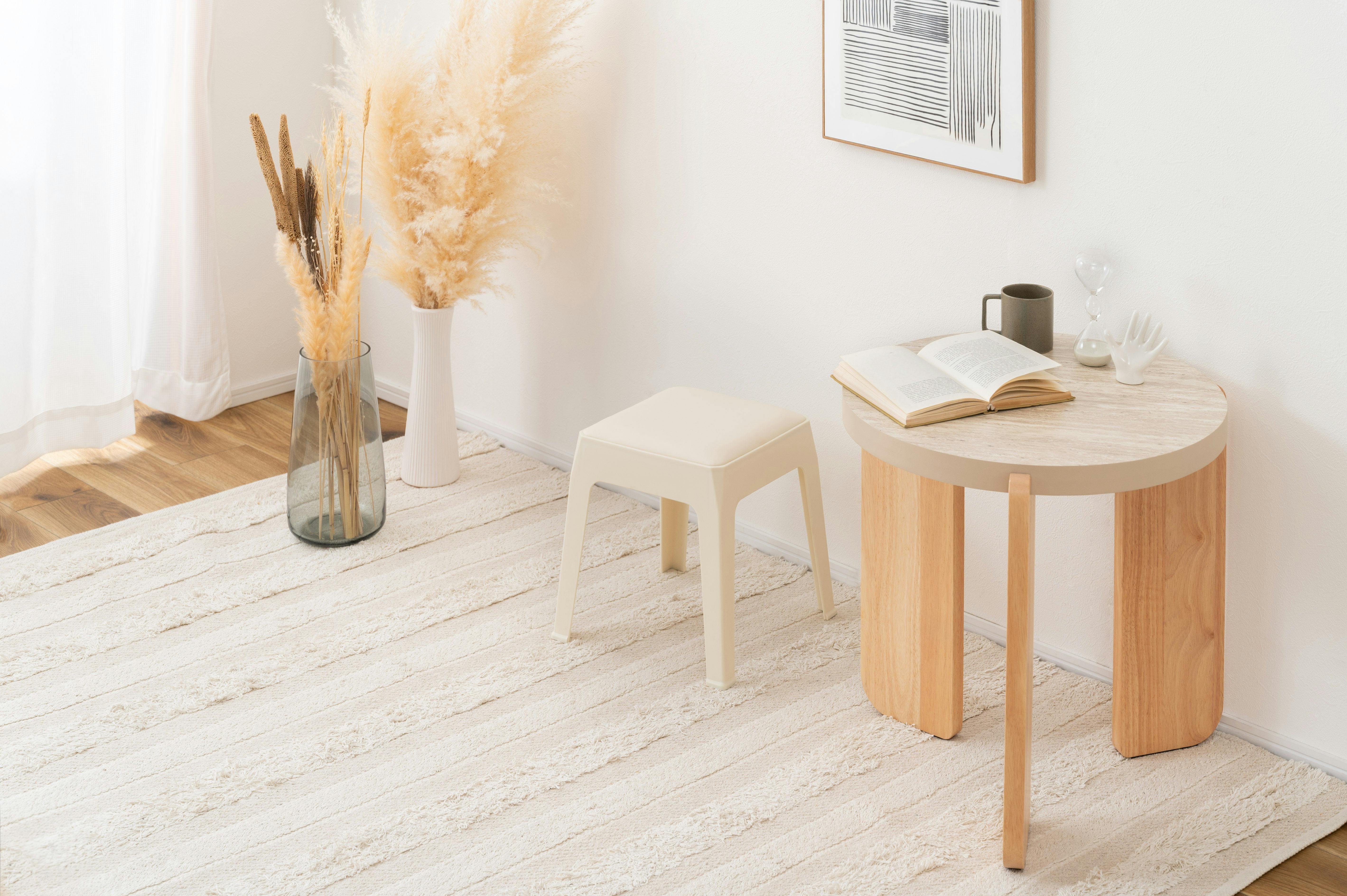 Room Essence スツール W30.5×D30.5×H31 アイボリー 完成品